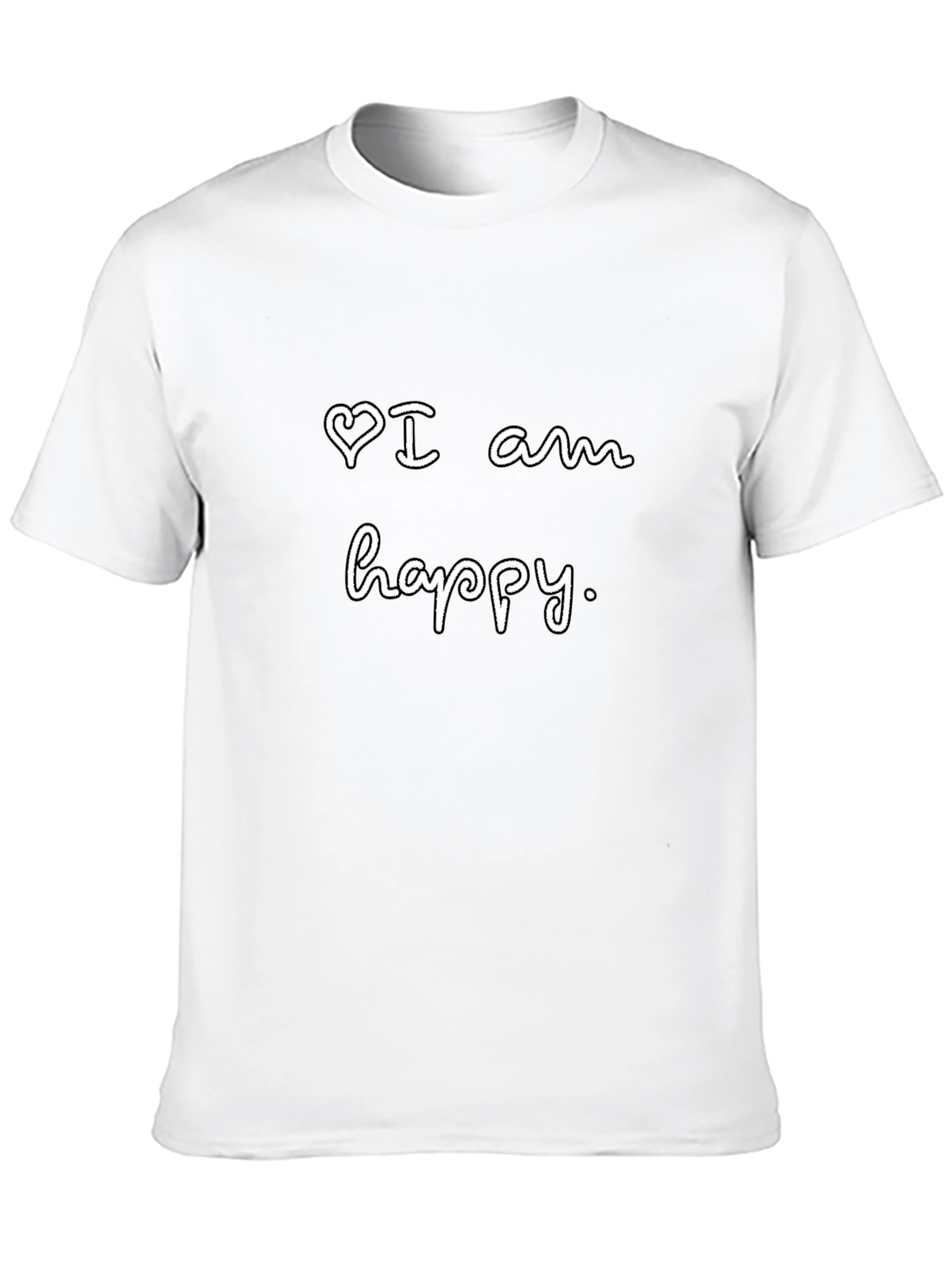 Black I Am Happy Graphic Tee - Unisex Black Cotton T-Shirt view 10