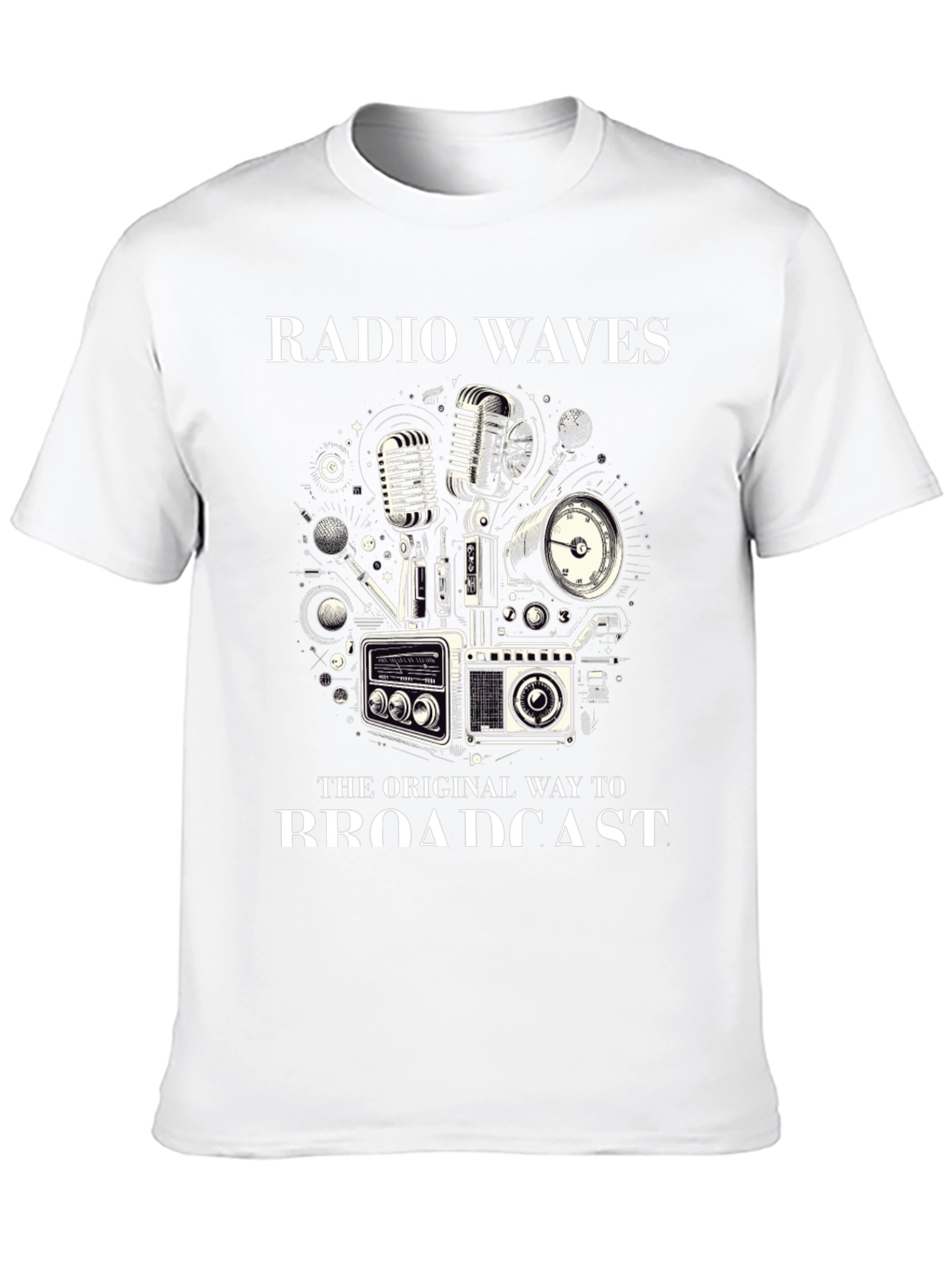 Black Retro Radio Waves Broadcast Graphic Tee view 10