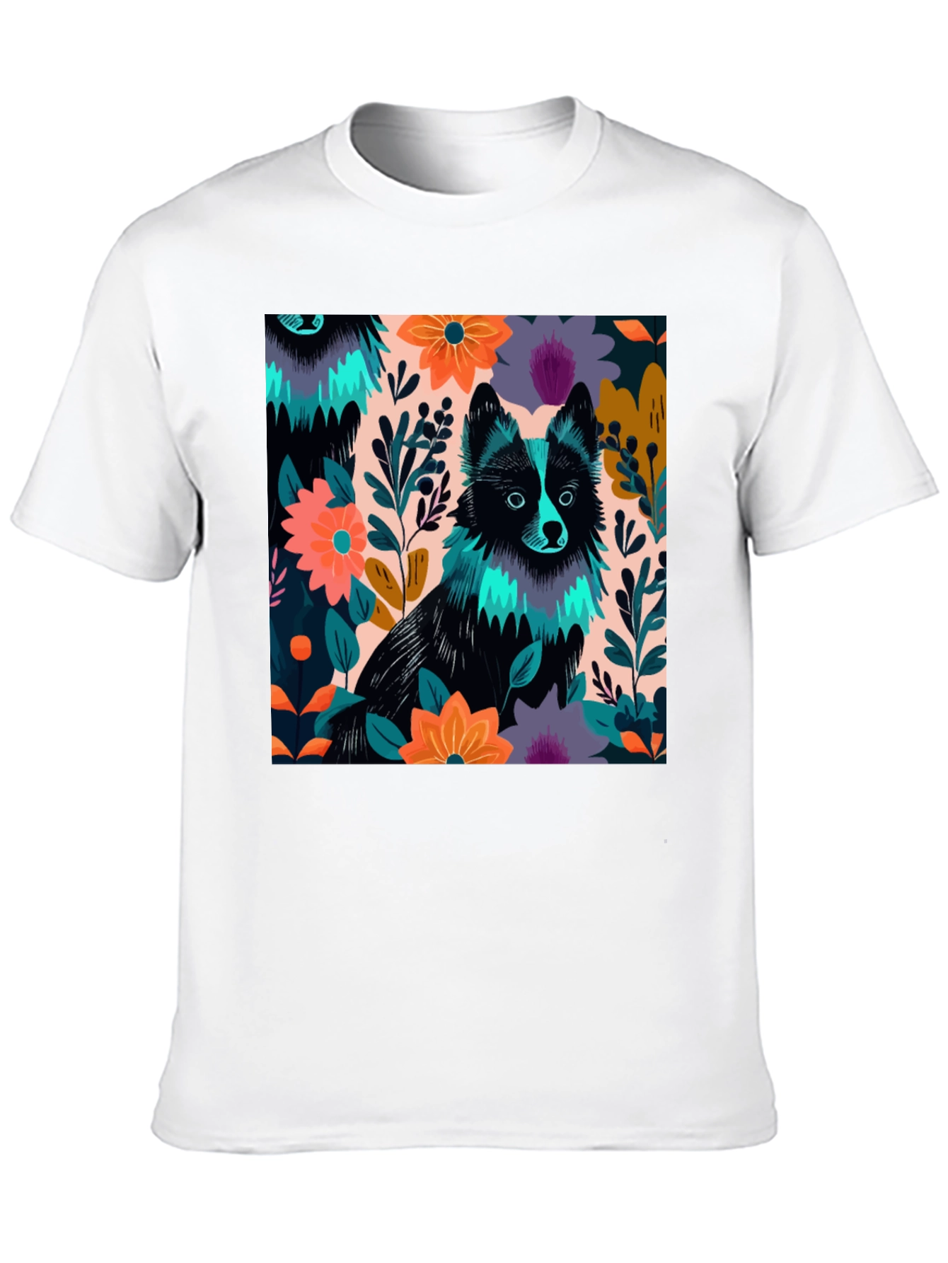 Black Floral Dog Graphic Tee view 10
