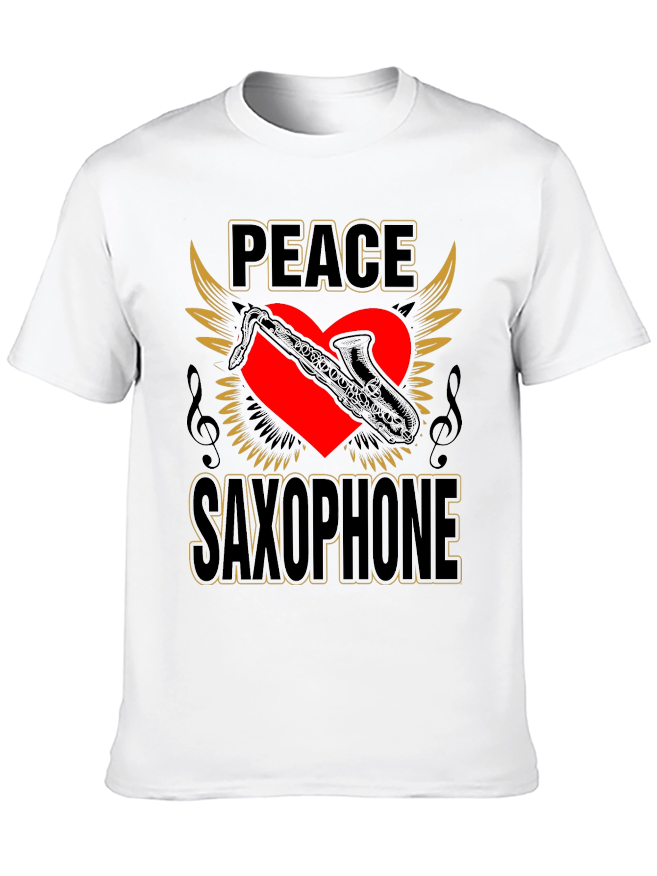 Black Peace Saxophone Graphic T-Shirt Musician Tee view 10