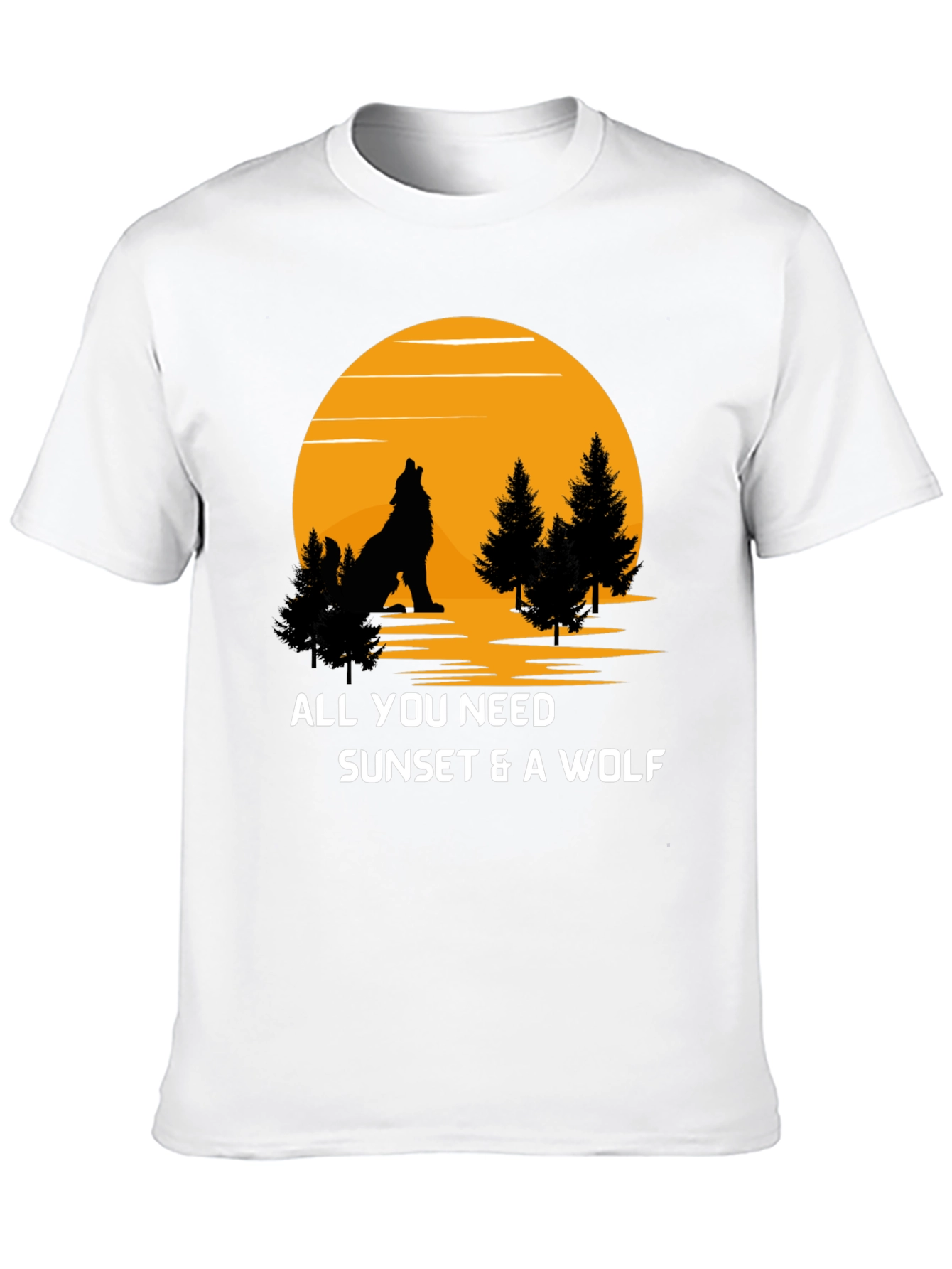 Black Sunset Wolf Graphic T-Shirt view 10