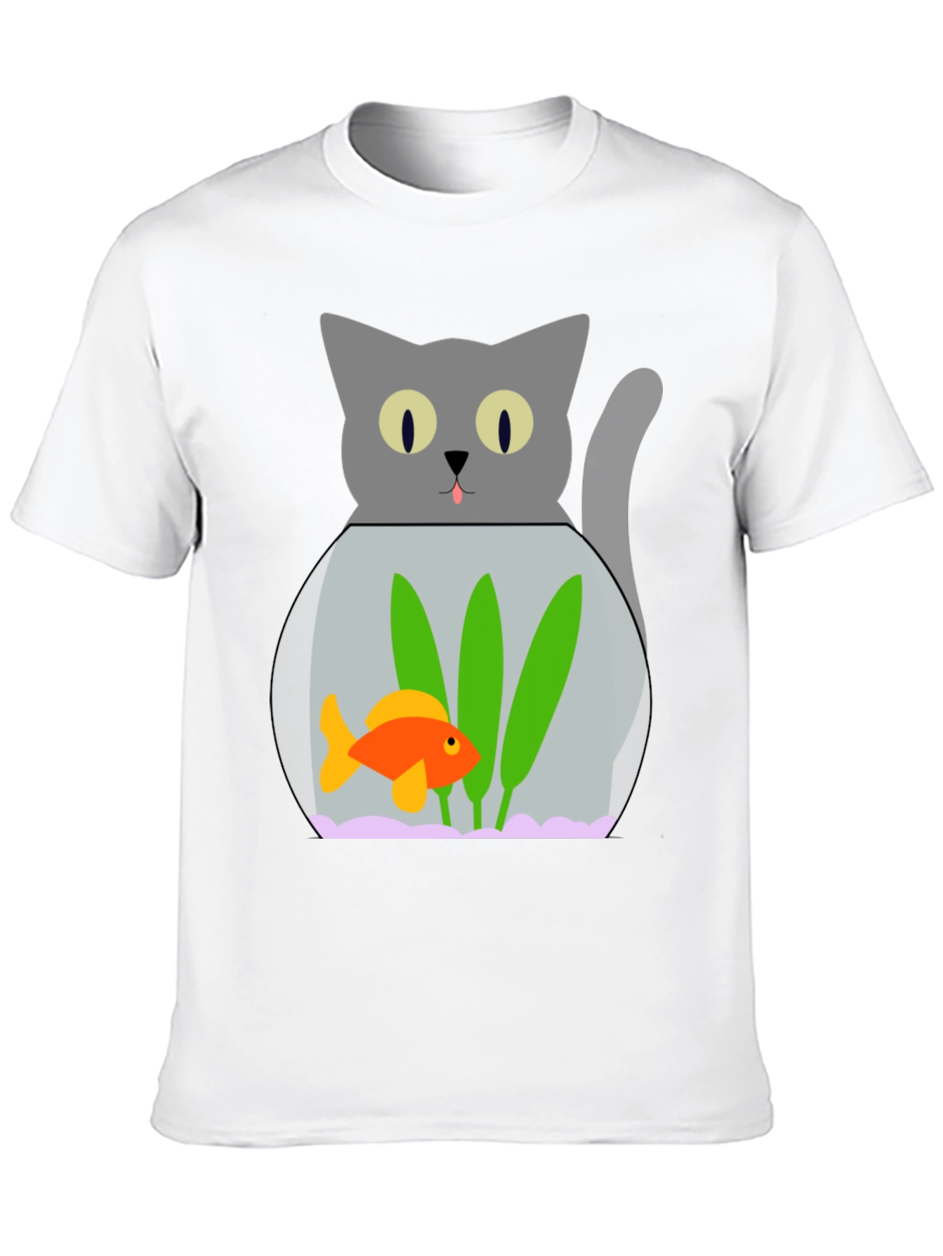 Black Cat & Goldfish Bowl Graphic T-Shirt - Novelty Tee view 10