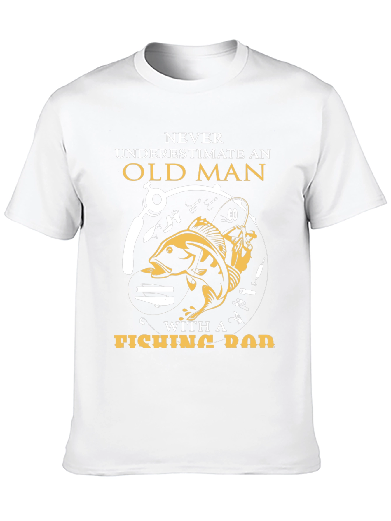 Black Never Underestimate Old Man Fishing Rod T-Shirt view 10