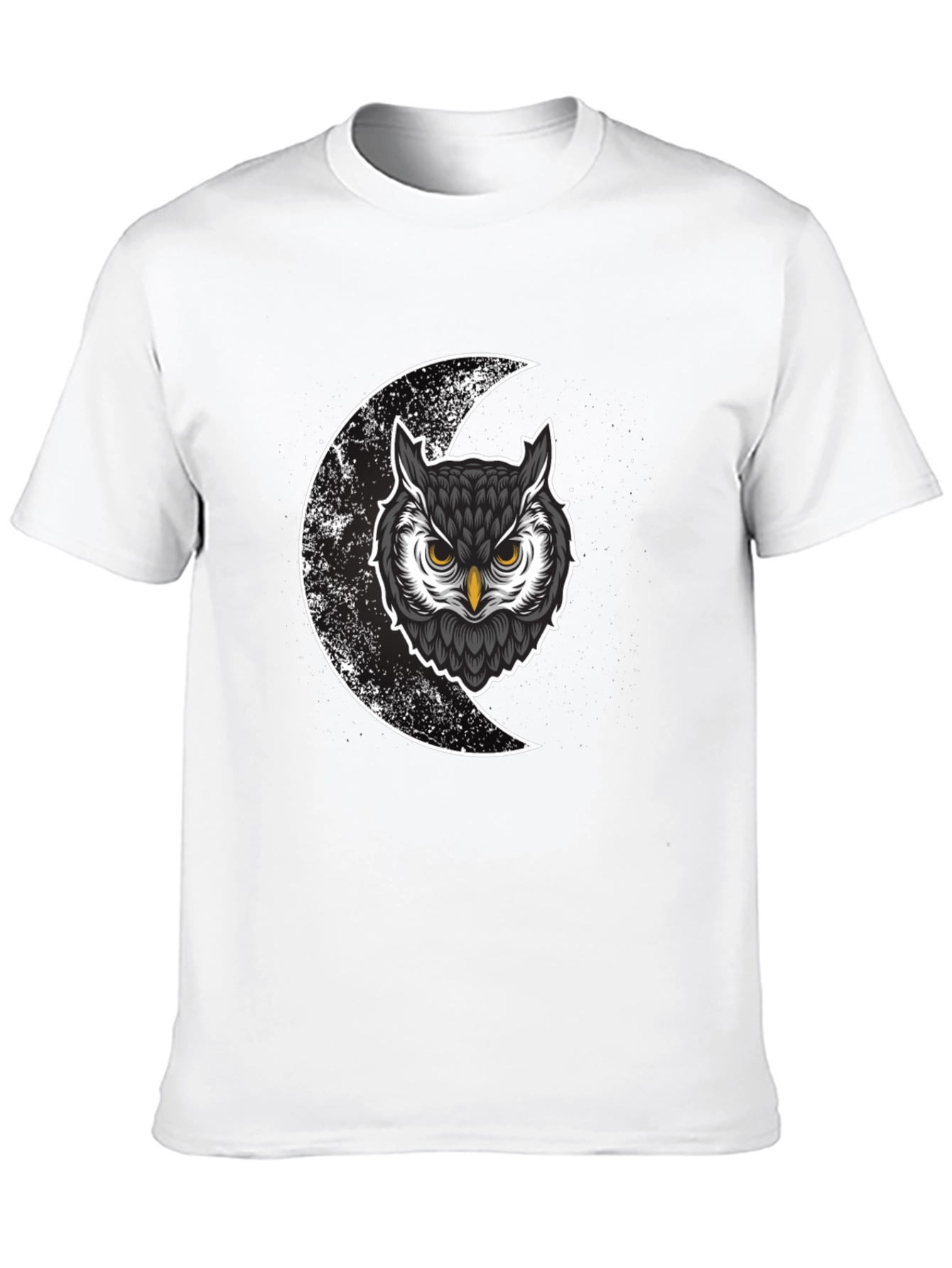 Black Owl & Moon Graphic Tee - Men's Black Cotton T-Shirt view 10