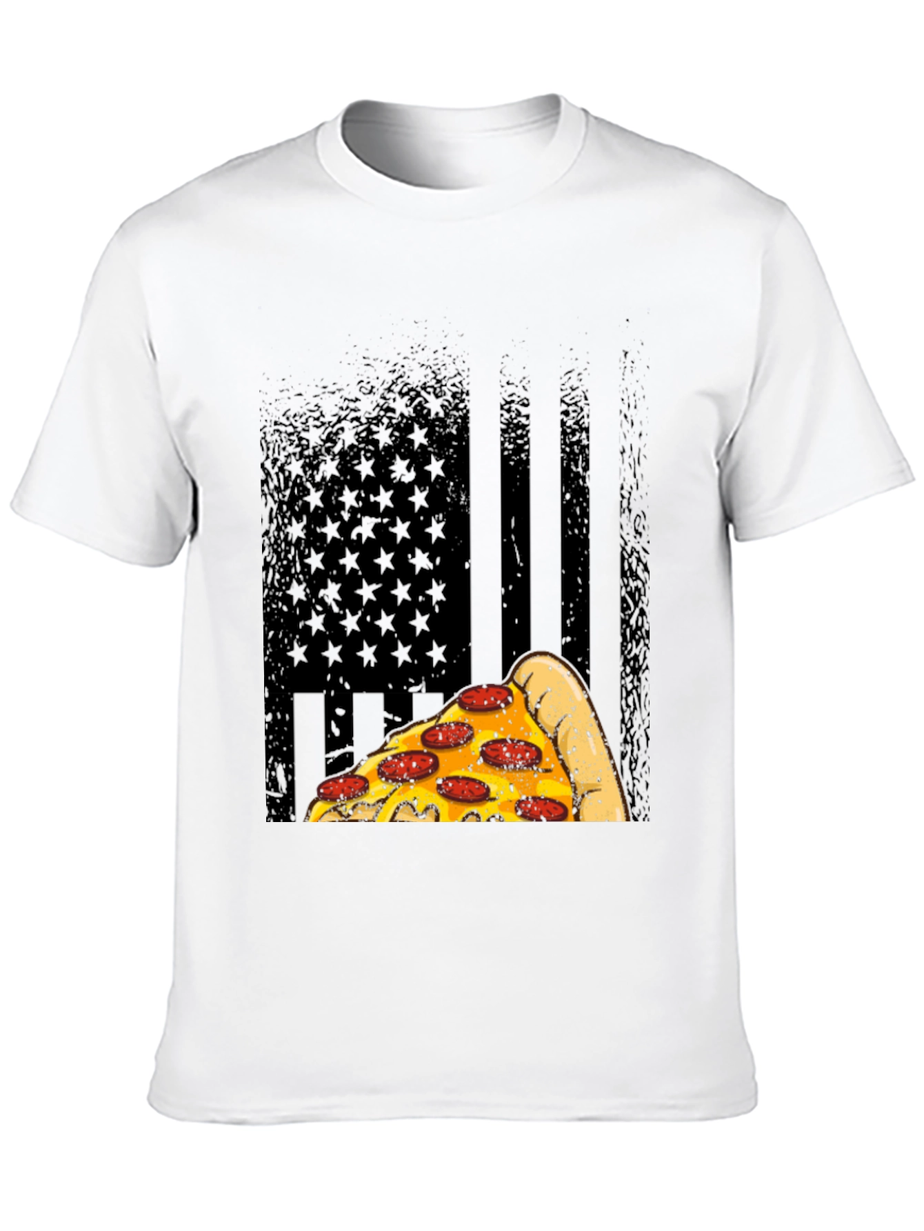 Black Pizza Flag Graphic T-Shirt view 10