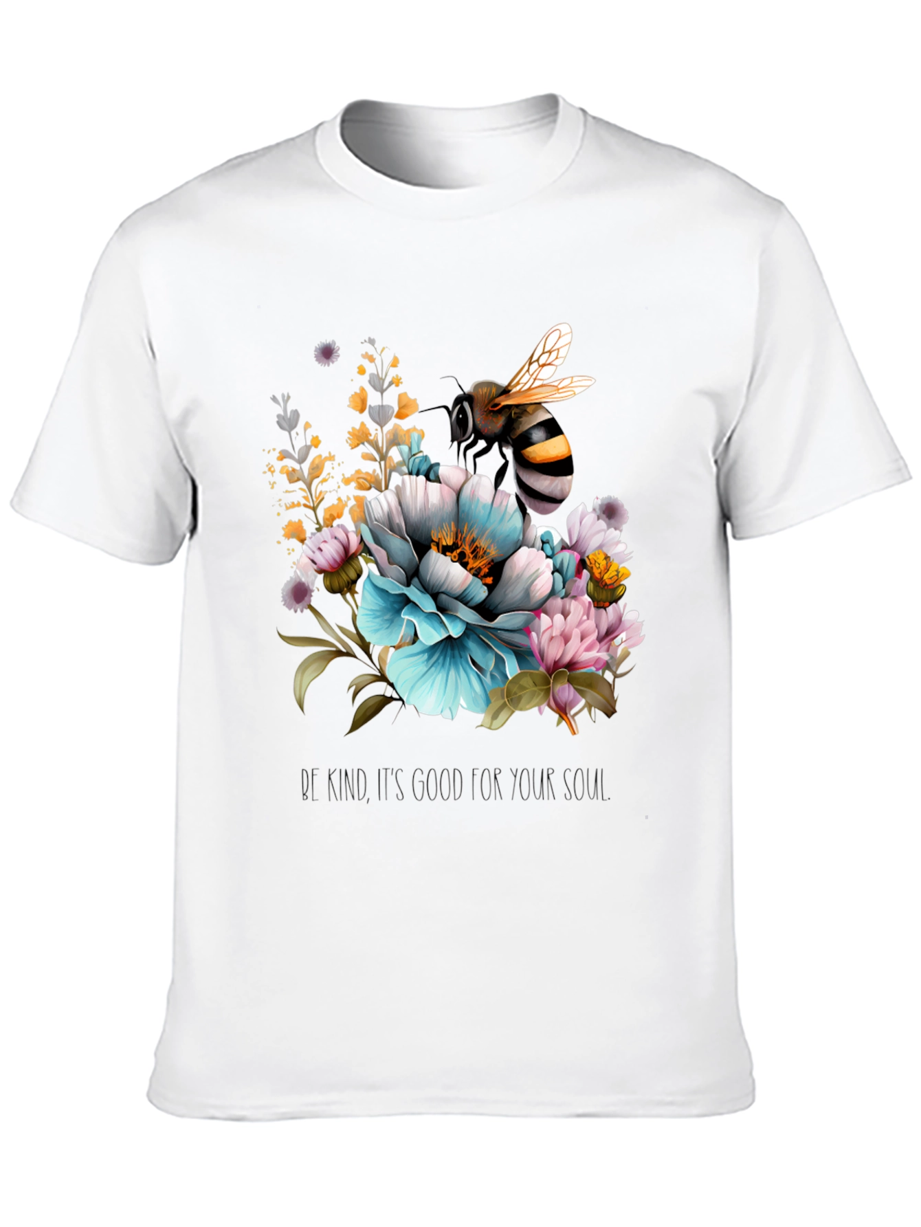 Black Floral Bee Graphic Tee - Black Cotton Blend view 10