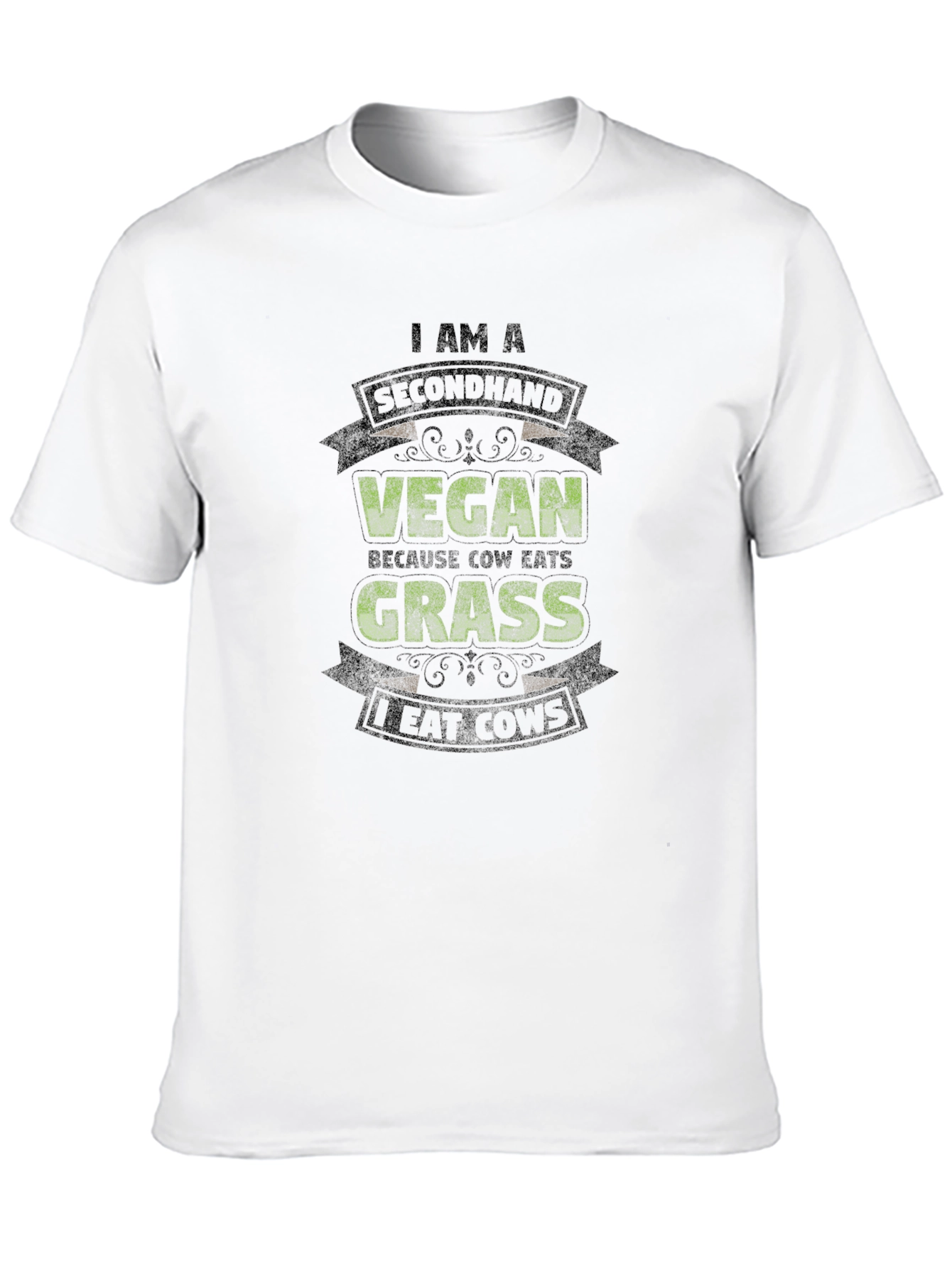 Black Funny "I am a Secondhand Vegan" Graphic Tee view 10