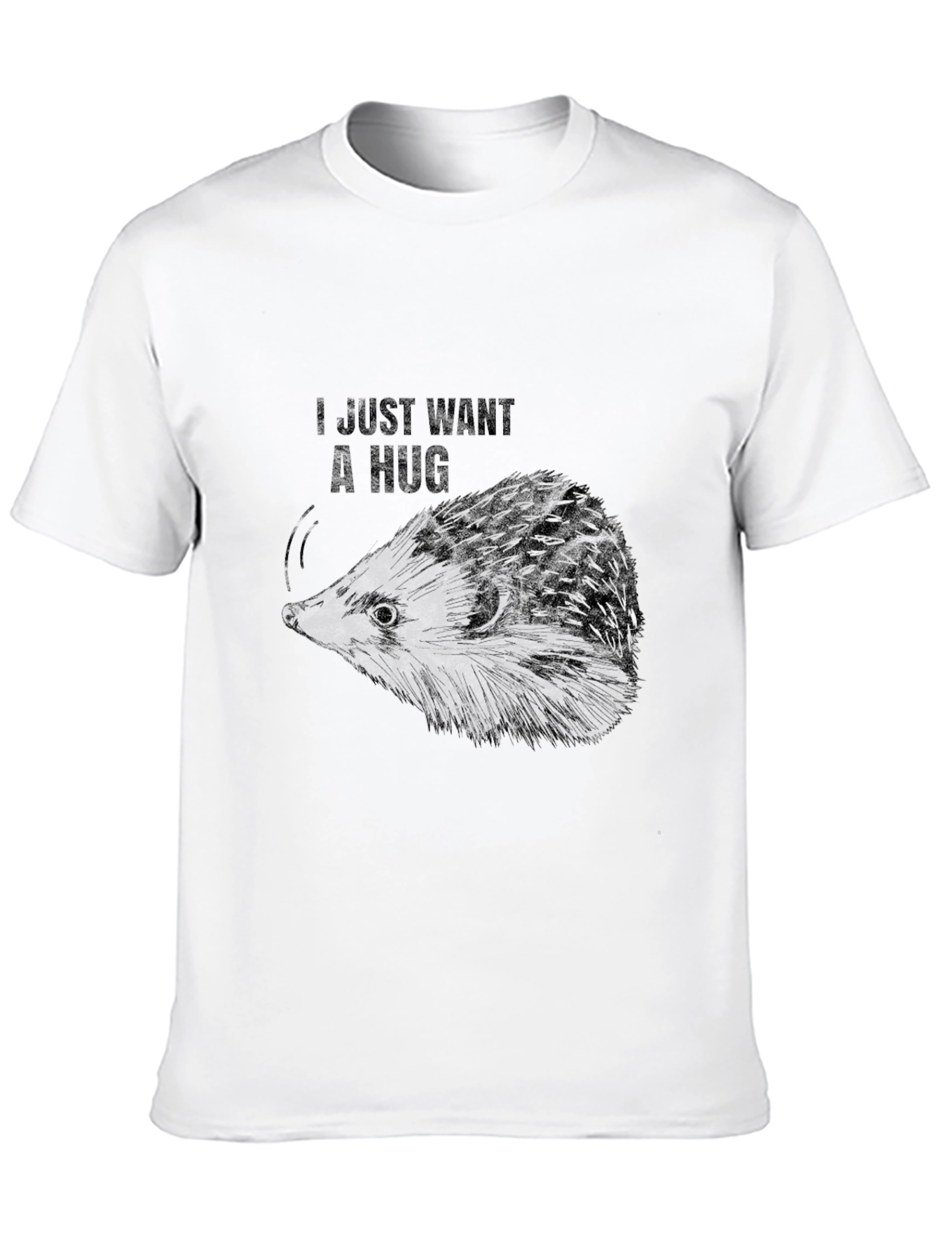 Black I Just Want A Hug Hedgehog Black T-Shirt view 10