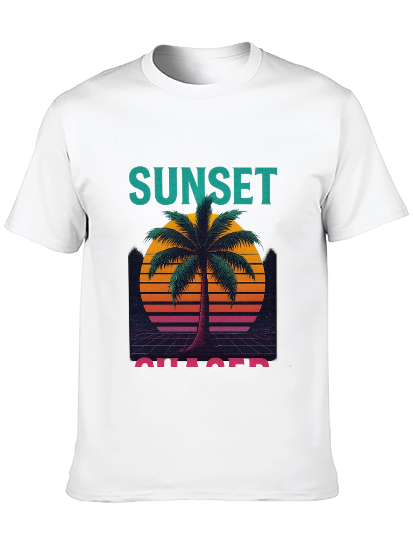 Black Sunset Chaser Graphic T-Shirt - Retro Palm Tree Design view 10