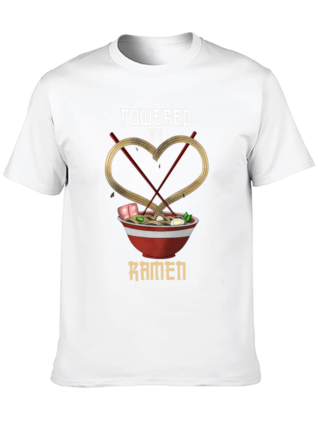 Black Powered by Ramen Graphic Tee - Unisex Black T-Shirt view 10