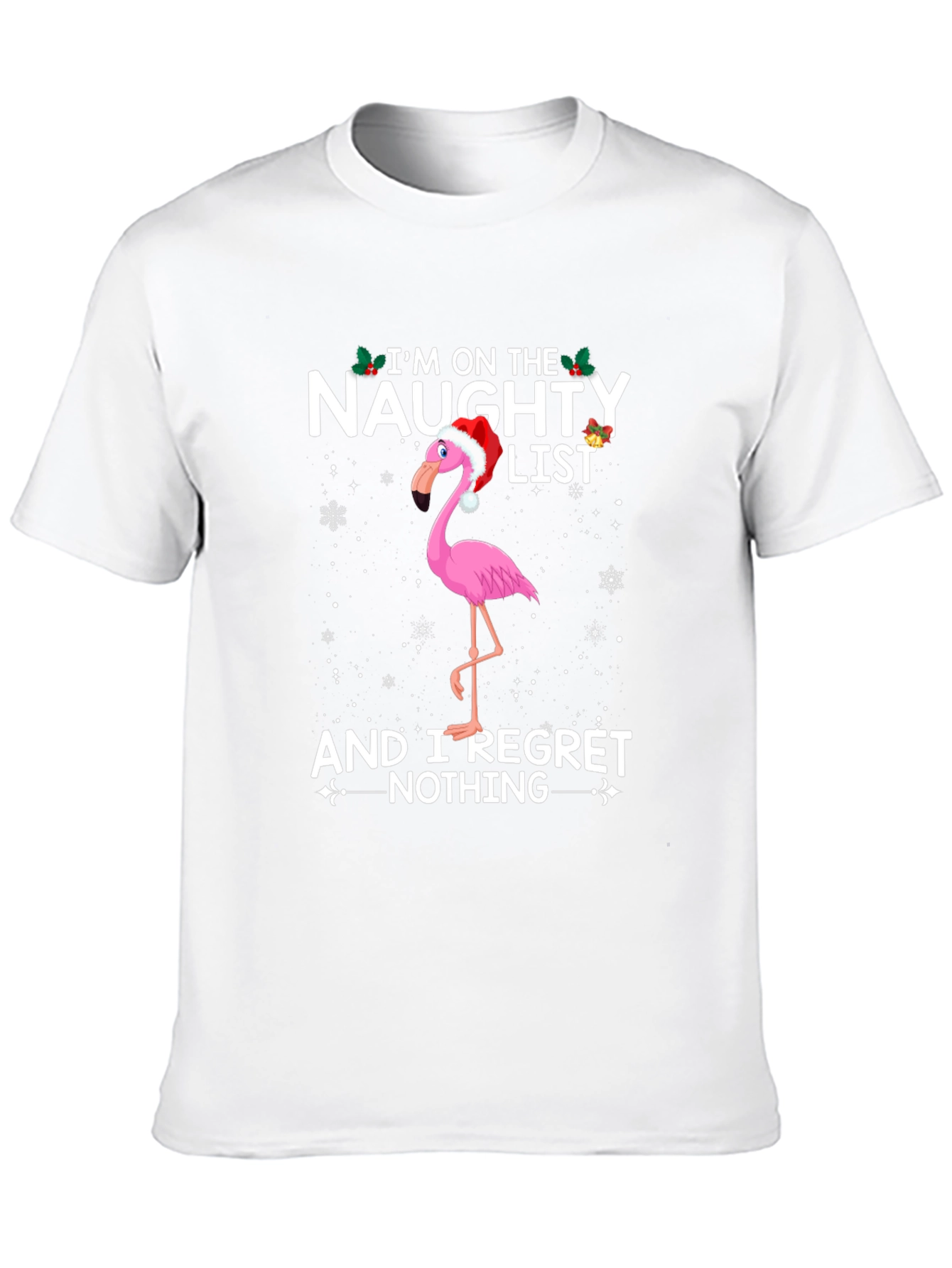 Black Naughty List Flamingo T-Shirt - Funny Holiday Graphic Tee view 10
