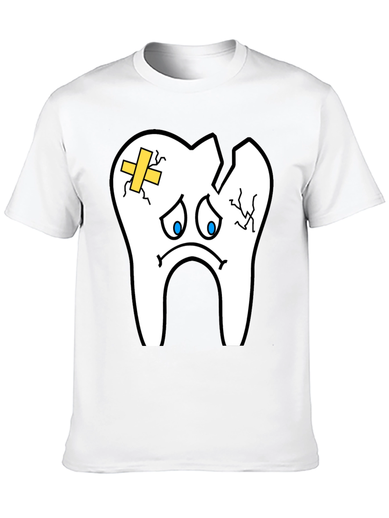 Black Sad Broken Tooth Graphic Tee - Dental Humor T-Shirt view 10