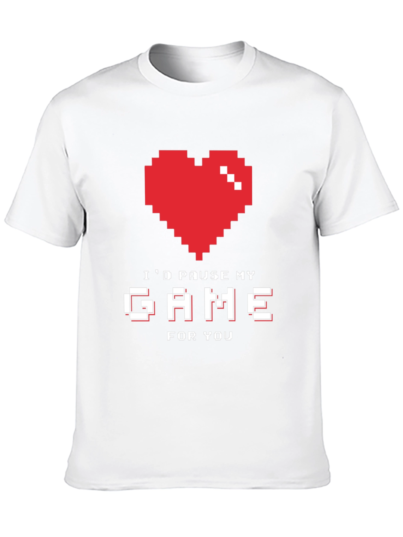 Black Gamer Love T-Shirt - I'd Pause My Game For You - Pixel Heart view 10