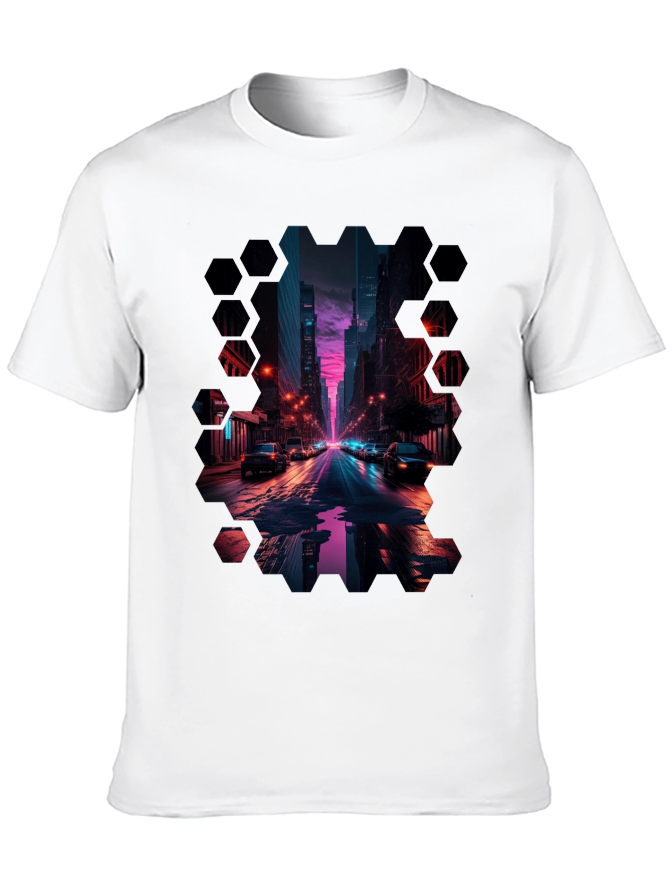Black Cyberpunk Cityscape T-Shirt view 10