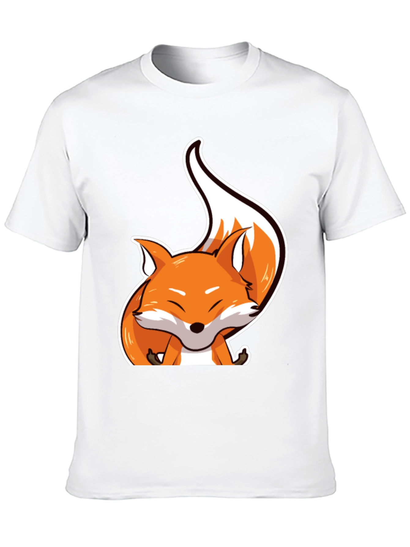 Black Cute Fox Graphic Tee - Unisex Black T-Shirt view 10
