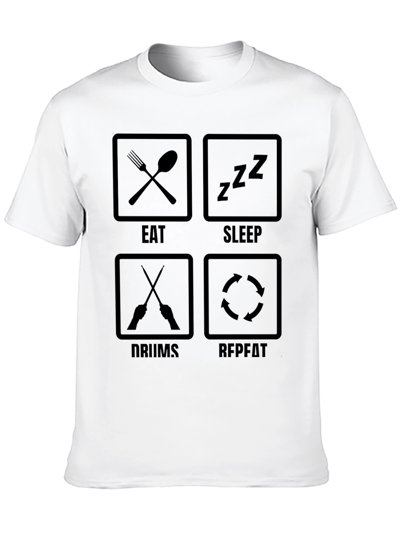 Black Eat Sleep Drums Repeat Black T-Shirt view 10