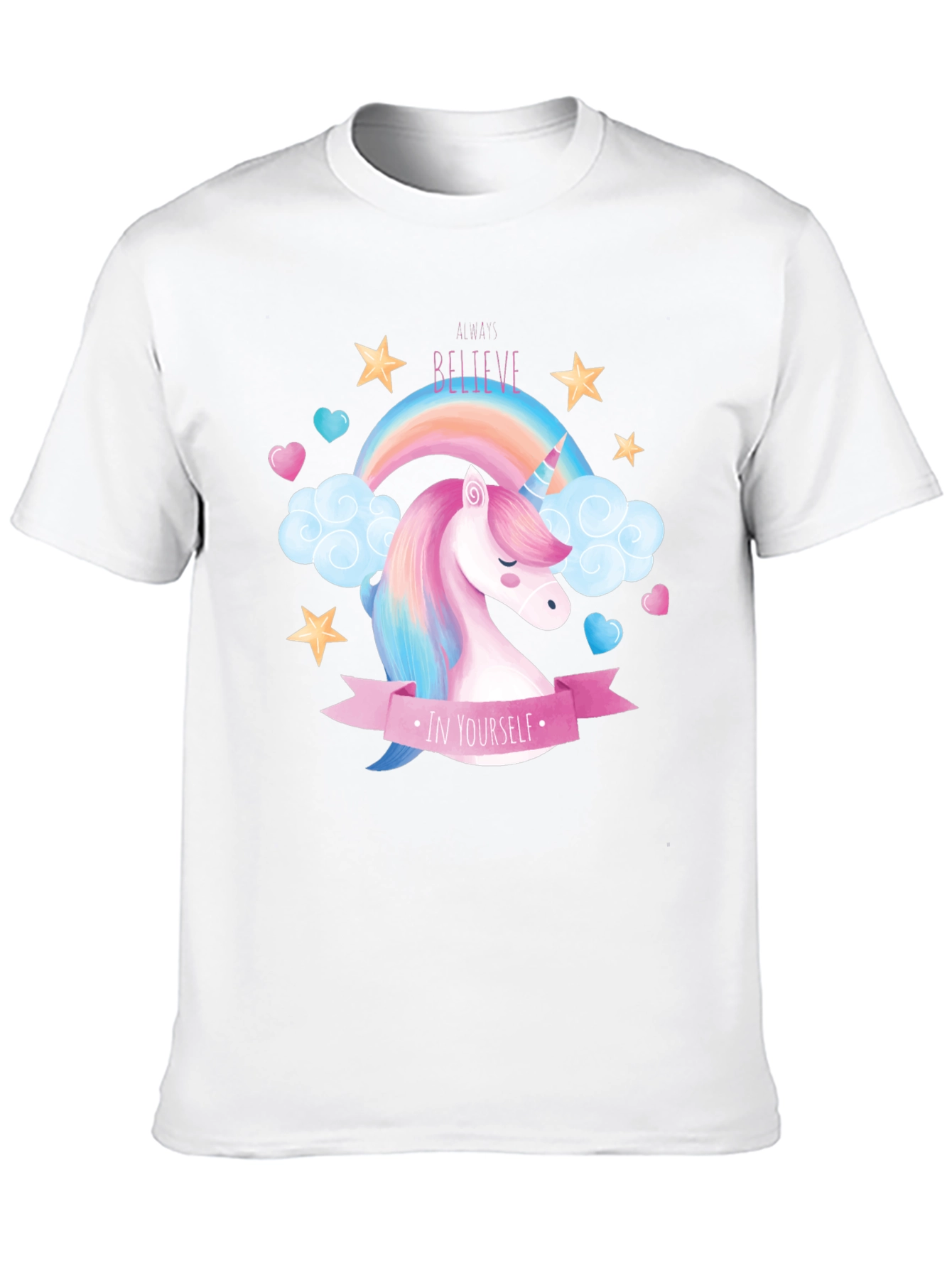 Black Believe In Yourself Unicorn T-Shirt - Black Cotton view 10