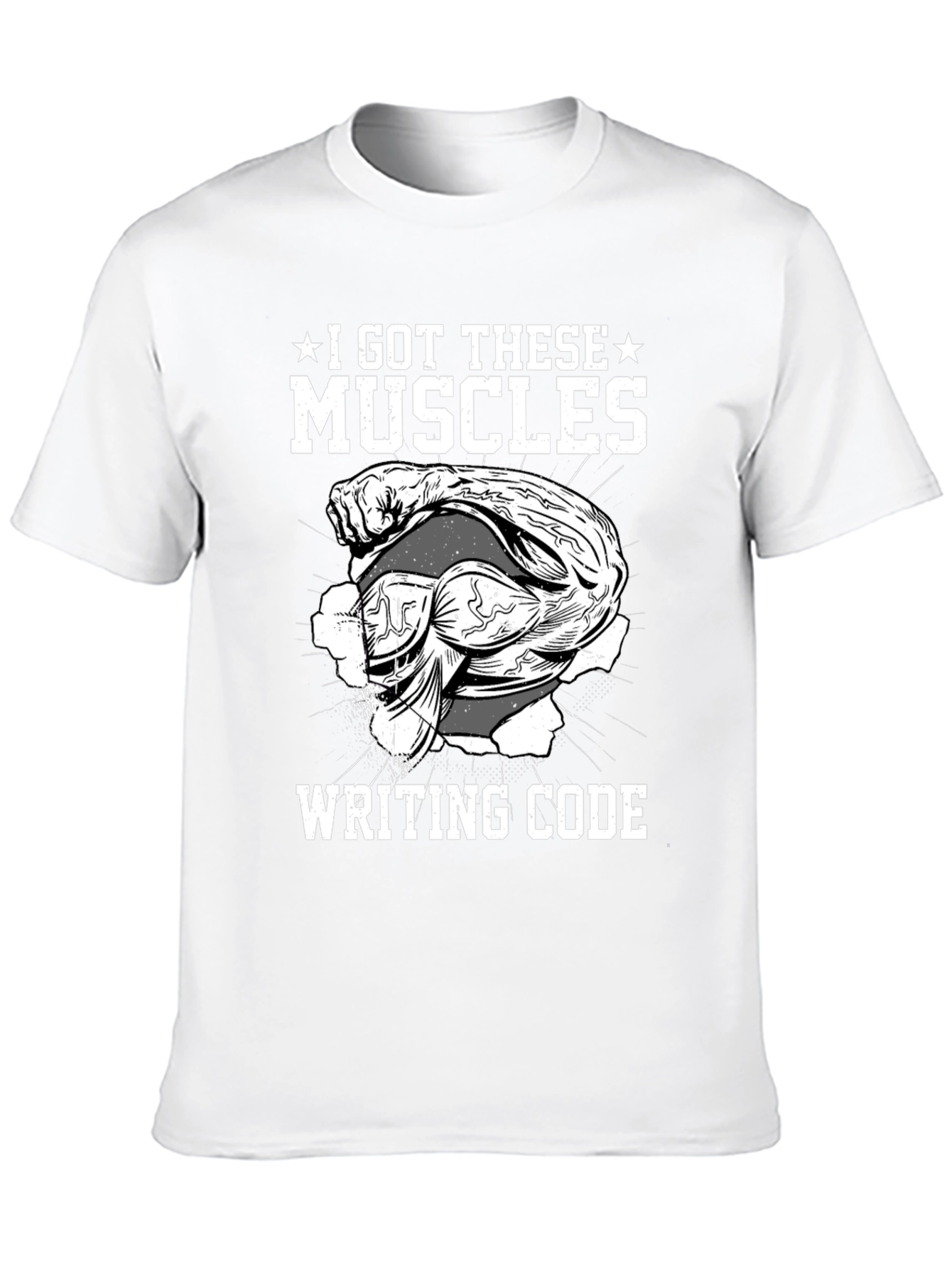 Black I Got These Muscles Writing Code - Novelty T-Shirt view 10