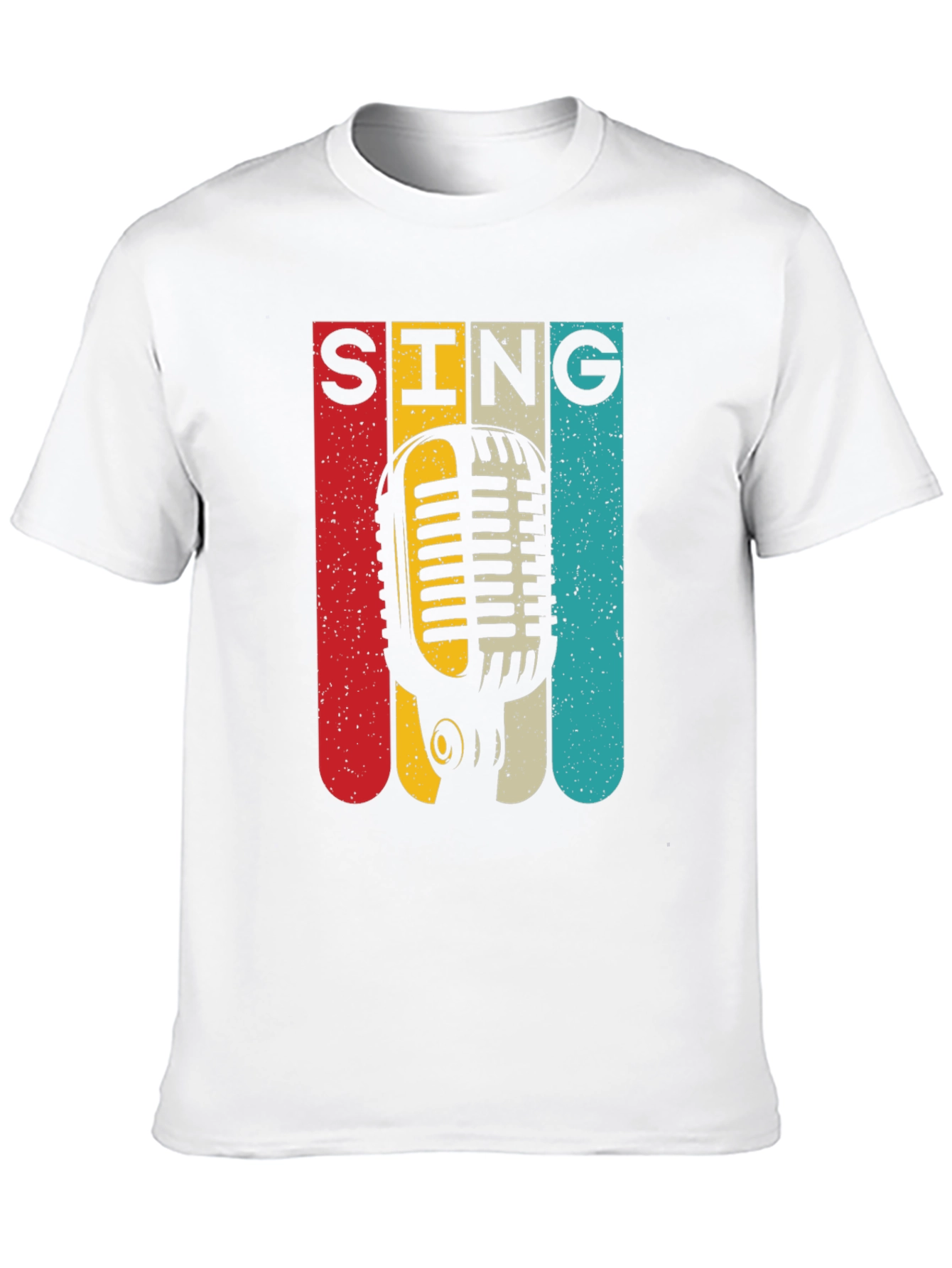 Black Retro Microphone SING Graphic Tee view 10
