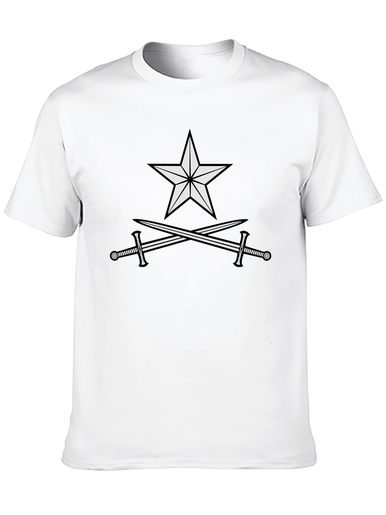 Black Star and Swords Graphic Tee - Black Cotton T-Shirt view 10