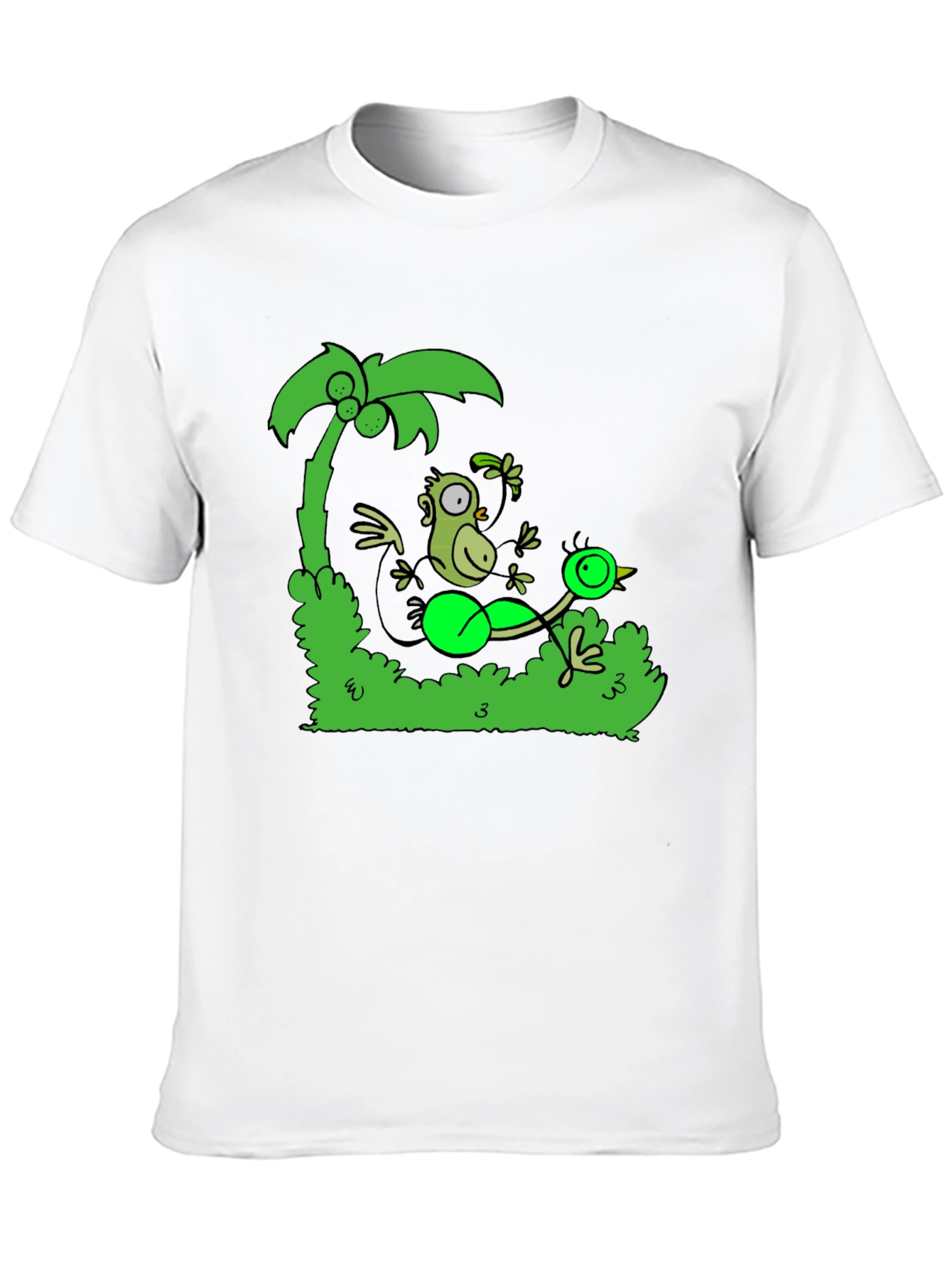 Black Funny Monkey and Bird T-Shirt view 10