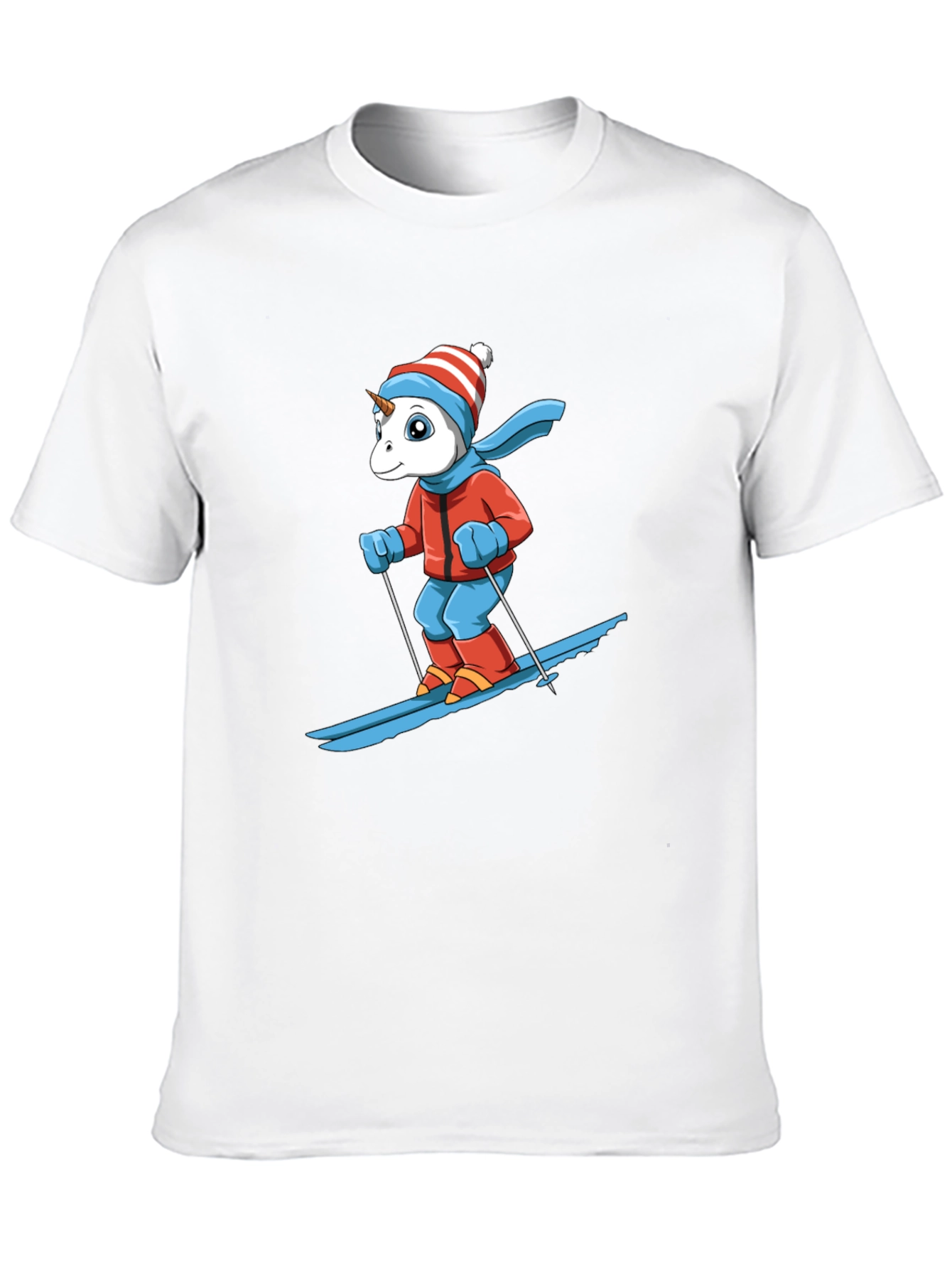 Black Skiing Unicorn Graphic Tee - Black Cotton T-Shirt view 10