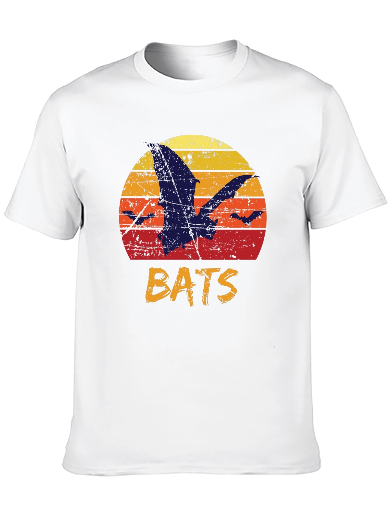 Black Retro Bats Graphic Tee - Vintage Sunset T-Shirt view 10