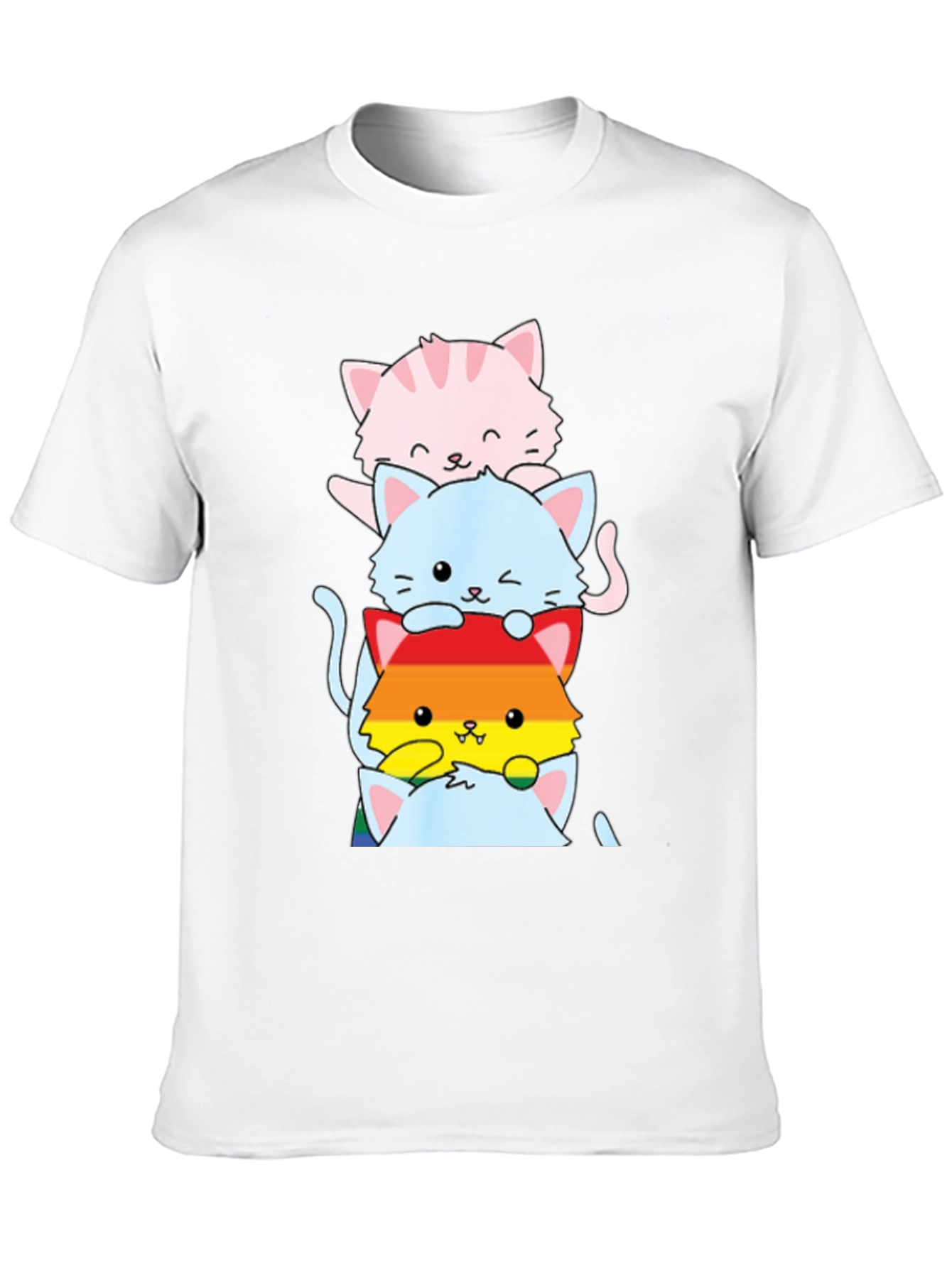 Black Stacked LGBTQ+ Cats T-Shirt view 10