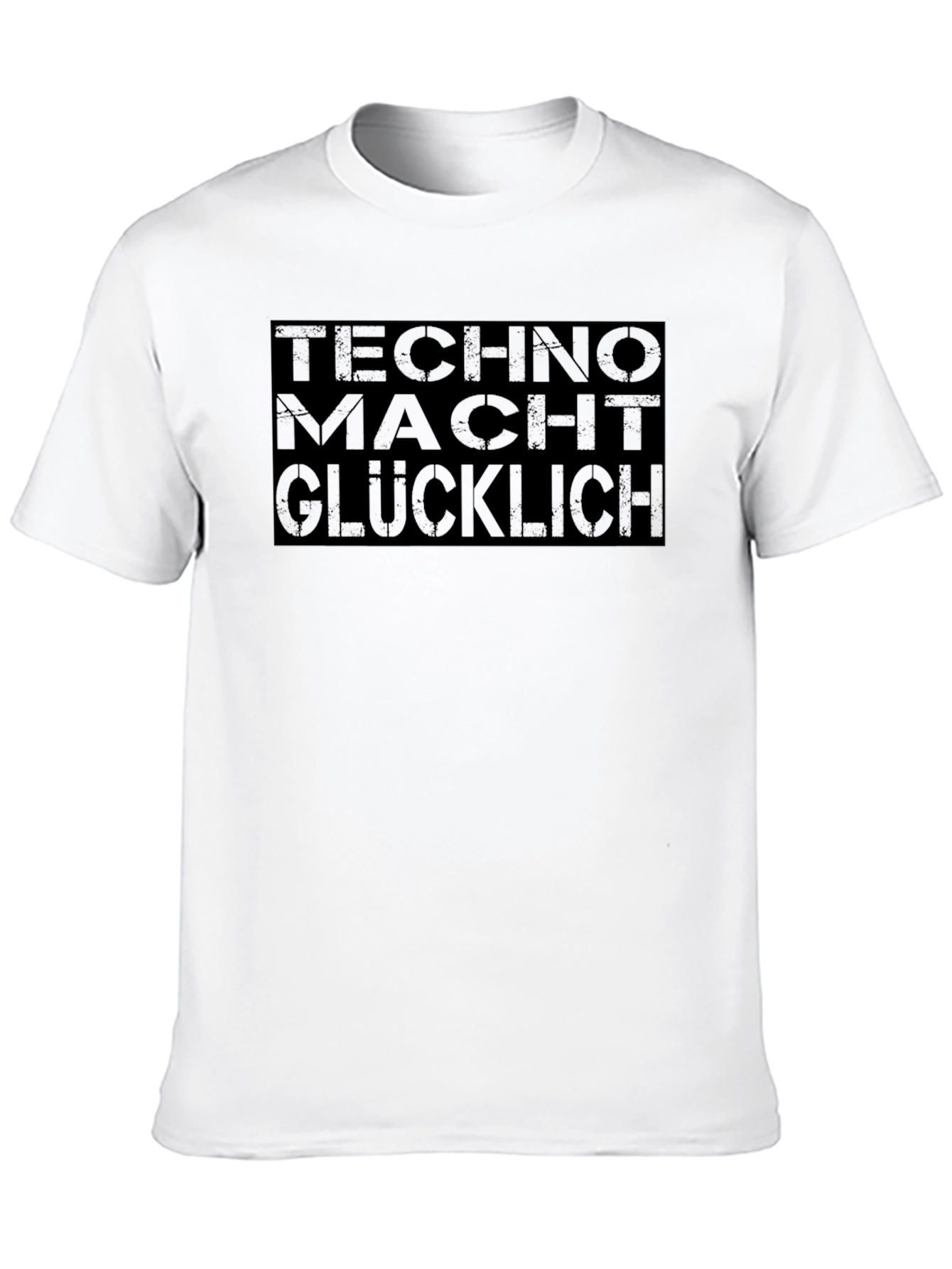 Black Techno Macht Glucklich Graphic Tee - Men's Black Shirt view 10