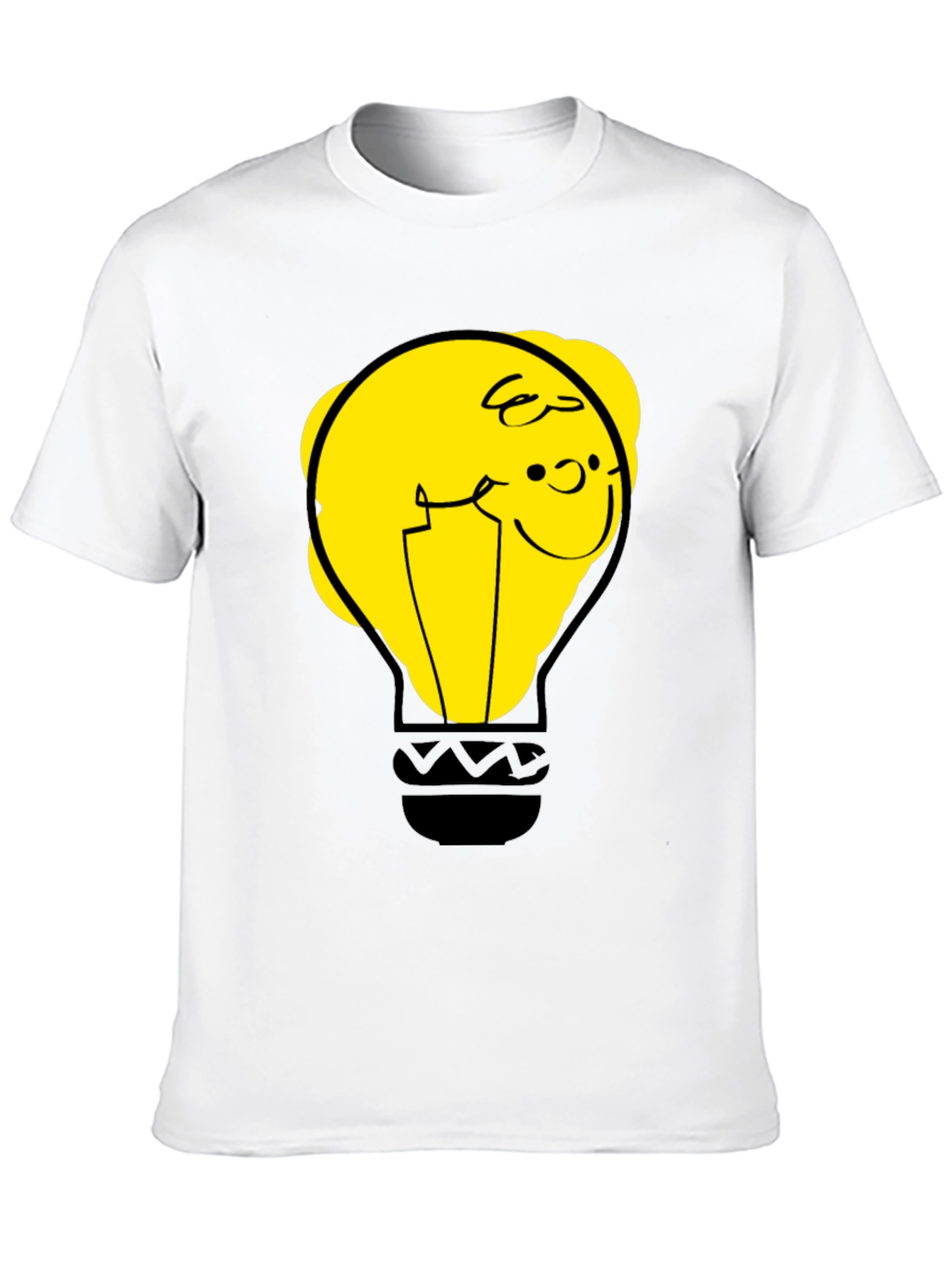 Black Funny Cartoon Light Bulb Graphic Tee view 10