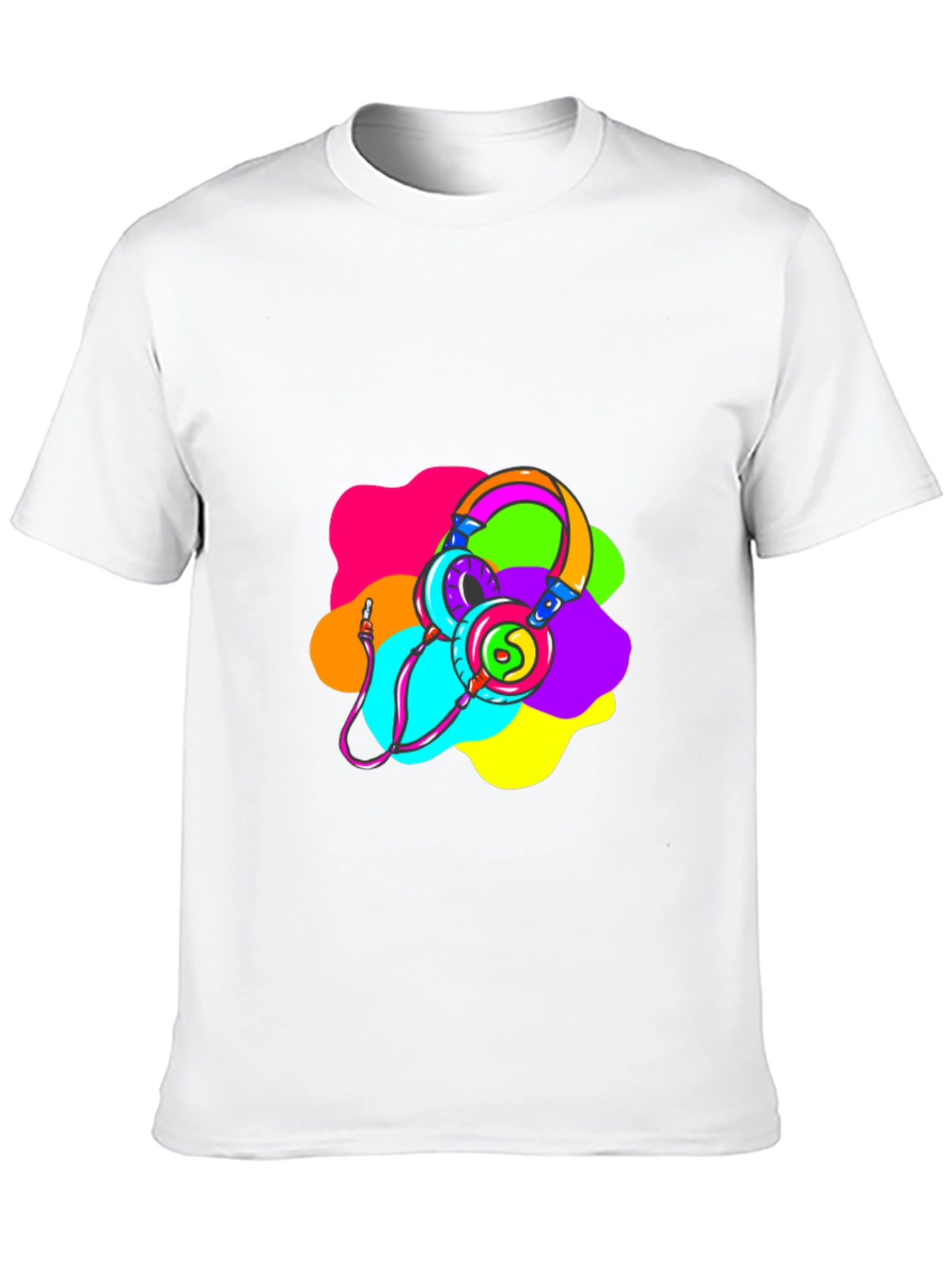 Black Vibrant Headphones Graphic T-Shirt view 10