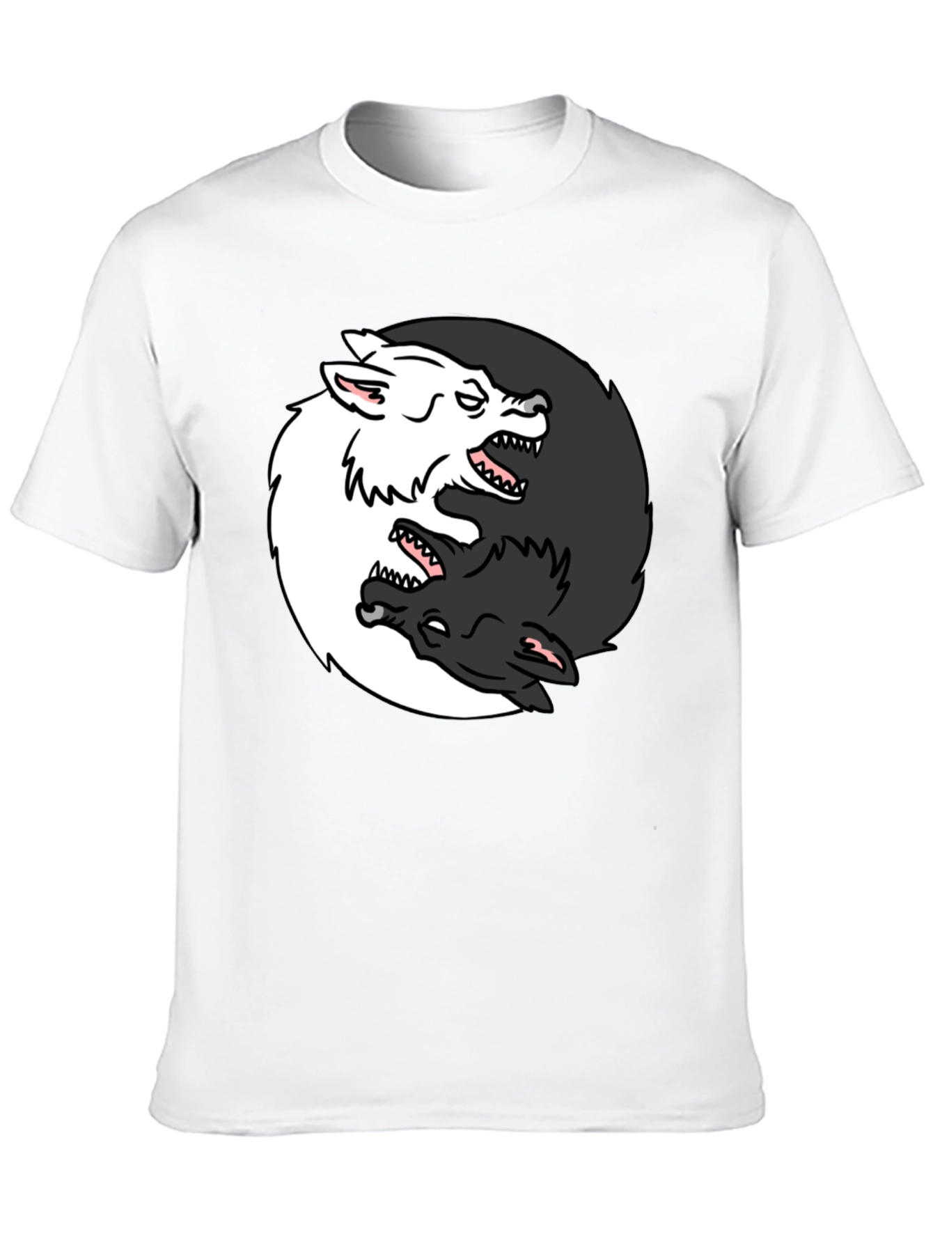 Black Yin Yang Wolves Graphic Tee - Black view 10