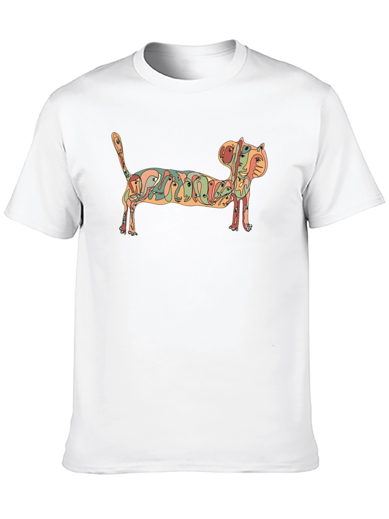 Abstract Cat Faces Graphic Tee - Unique Design - 10