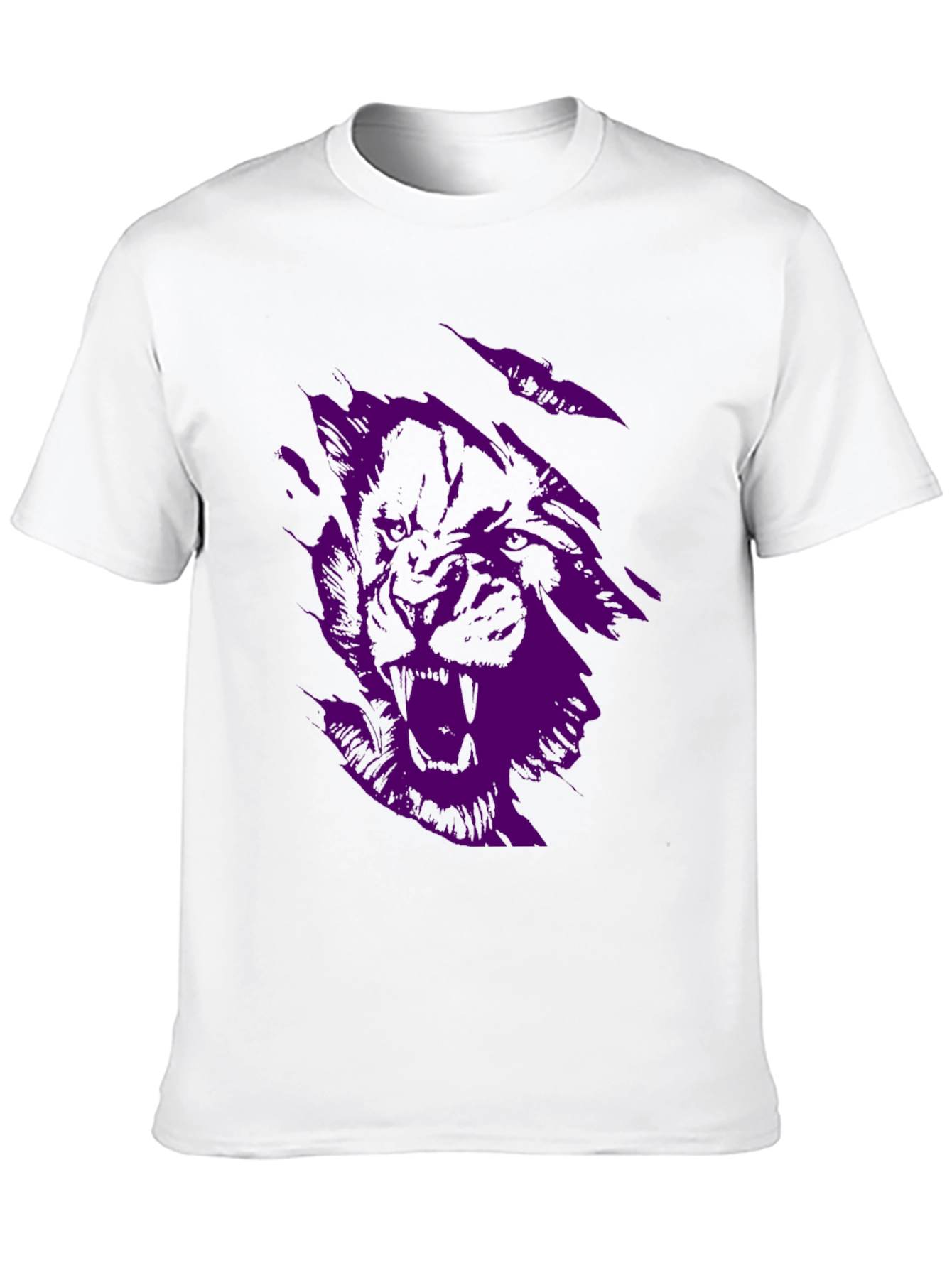 Black Men's Black Graphic Tee - Purple Wolf Design view 10