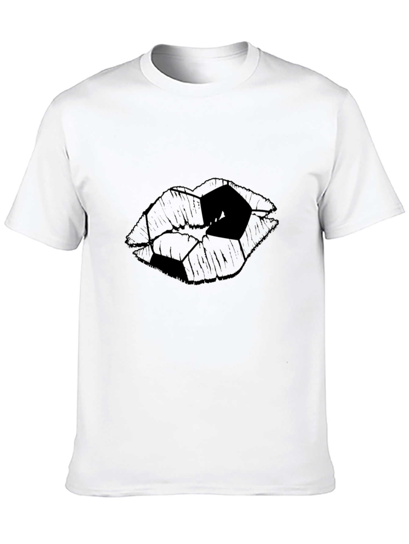 Black Abstract Lips Graphic Tee - Modern Black T-Shirt view 10