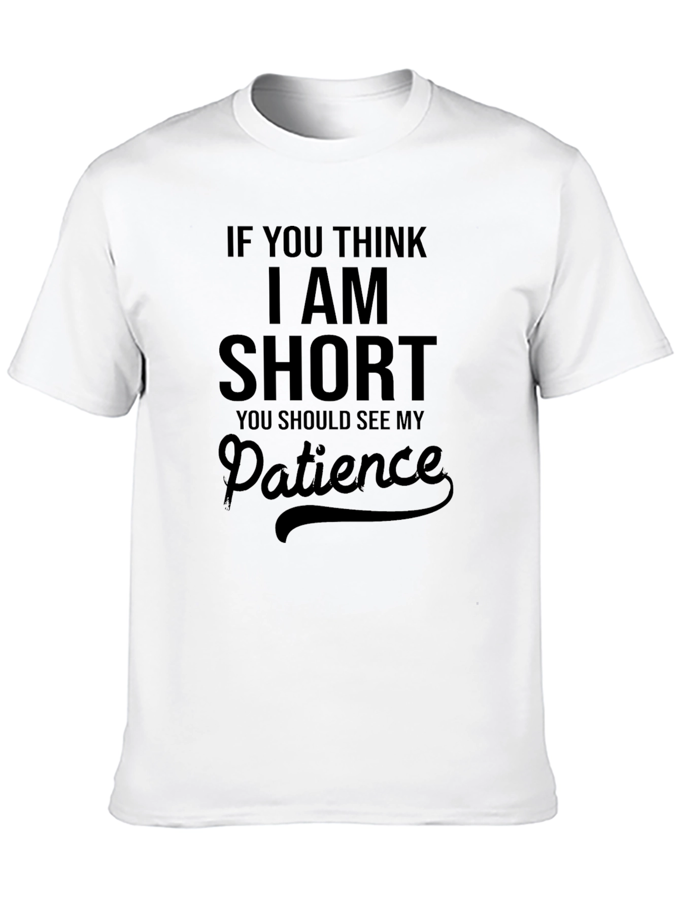 Black Funny Short Patience T-Shirt - Men's Graphic Tee view 10