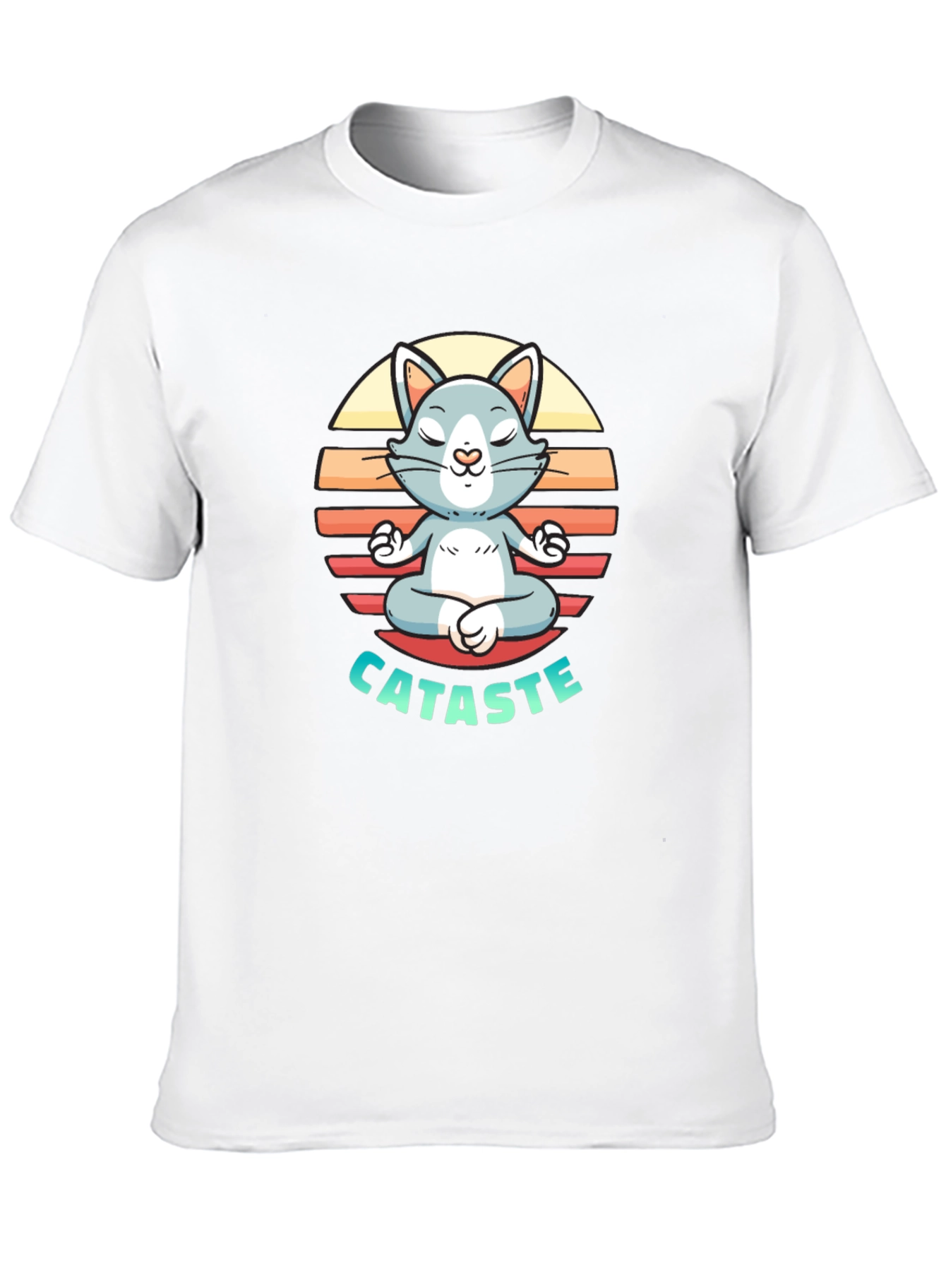Black Cataste Yoga Cat T-Shirt - Meditating Funny Tee view 10