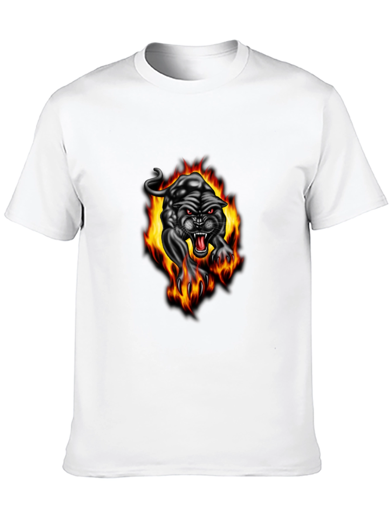 Black Fiery Panther Graphic Tee - Black Cotton T-Shirt view 10