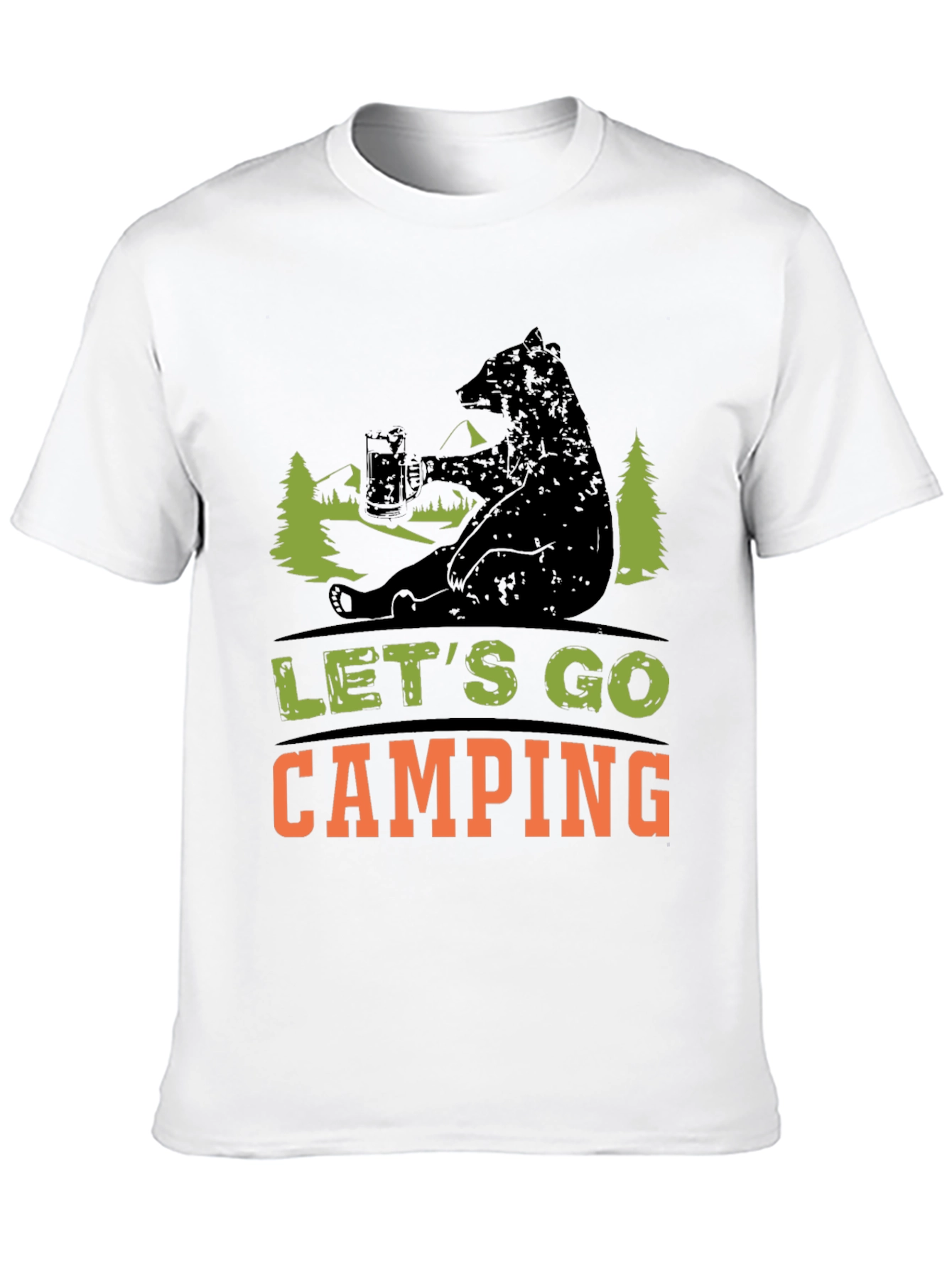 Black Let's Go Camping Bear T-Shirt view 10