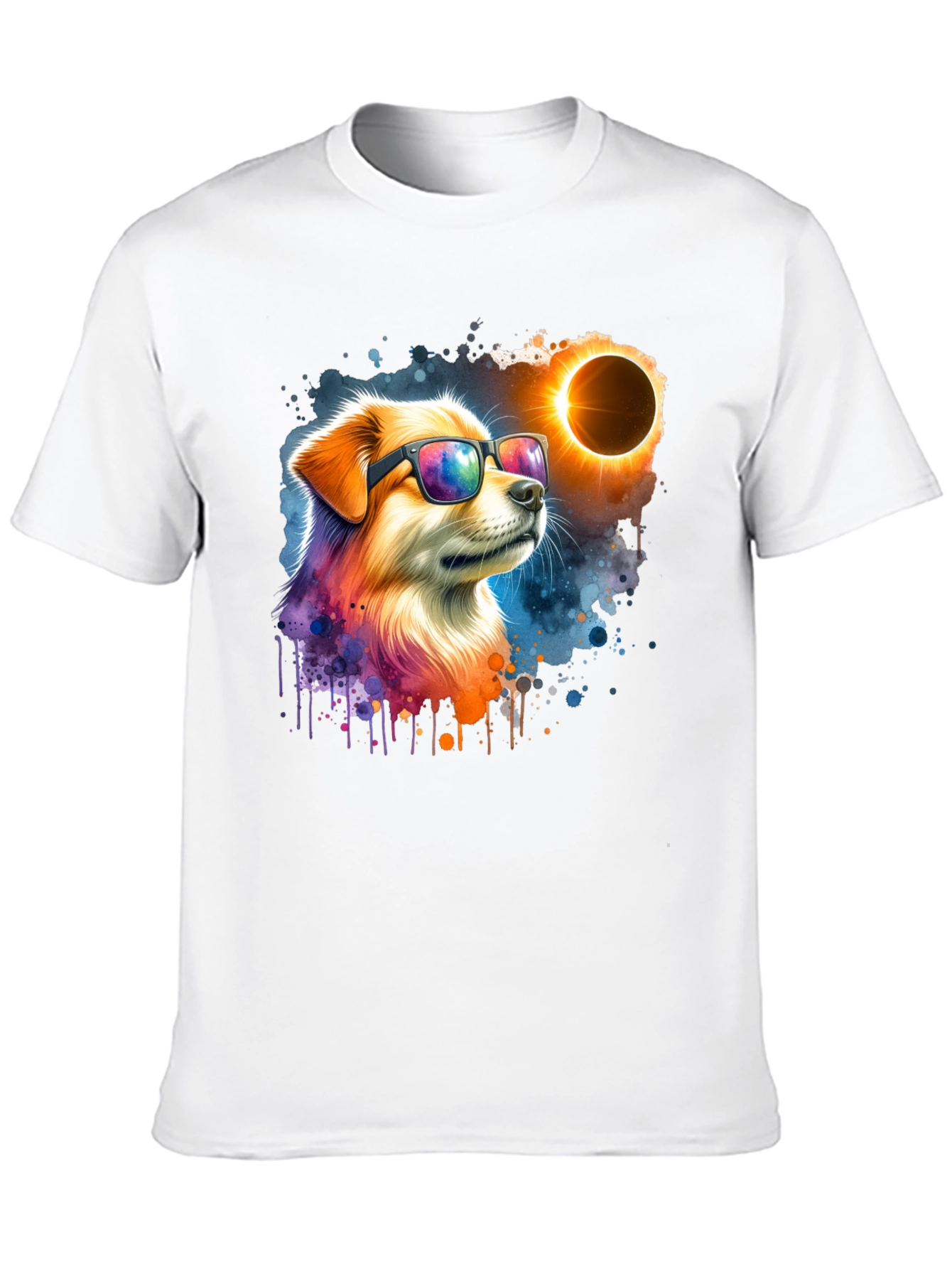 Black Cool Dog Eclipse T-Shirt - Unisex Graphic Tee view 10