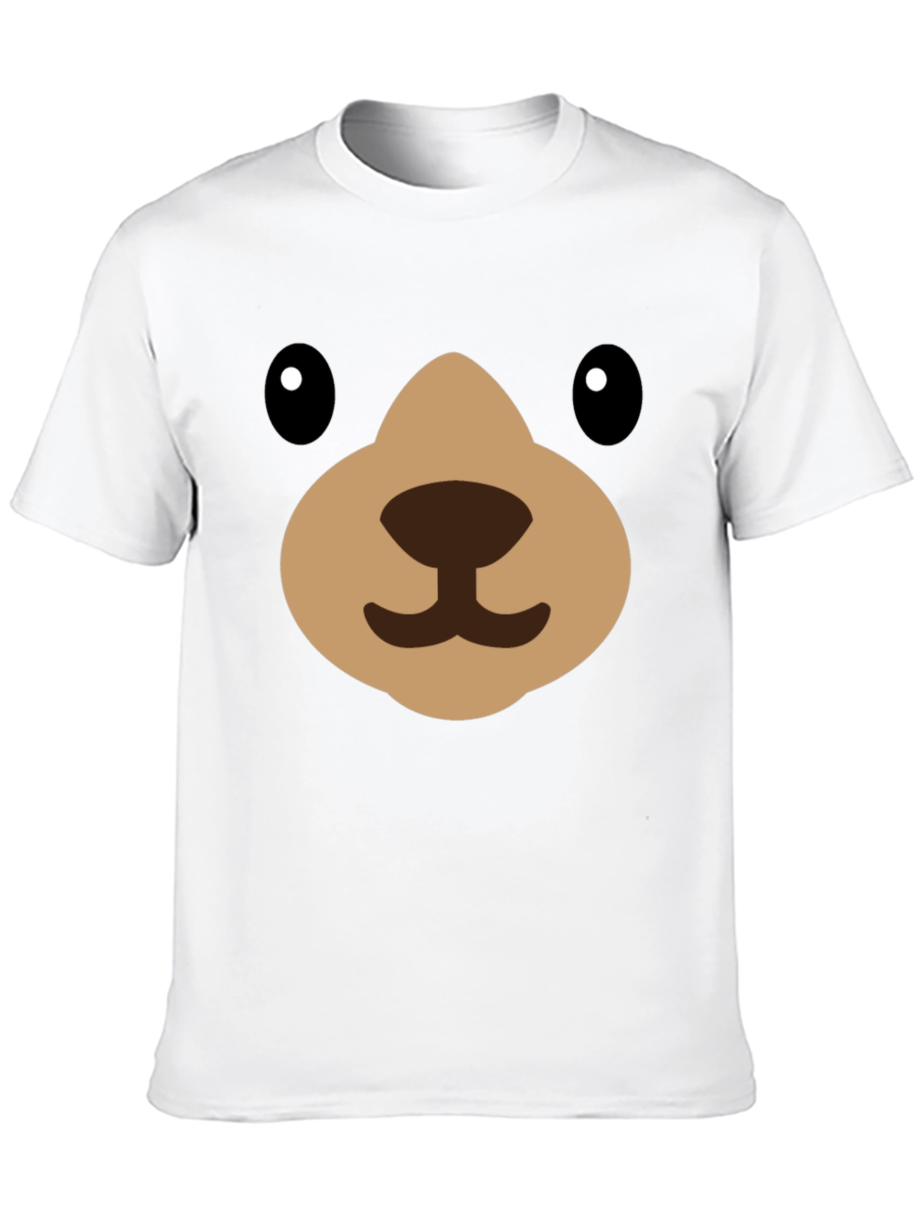 Black Cute Cartoon Bear Face Black T-Shirt view 10