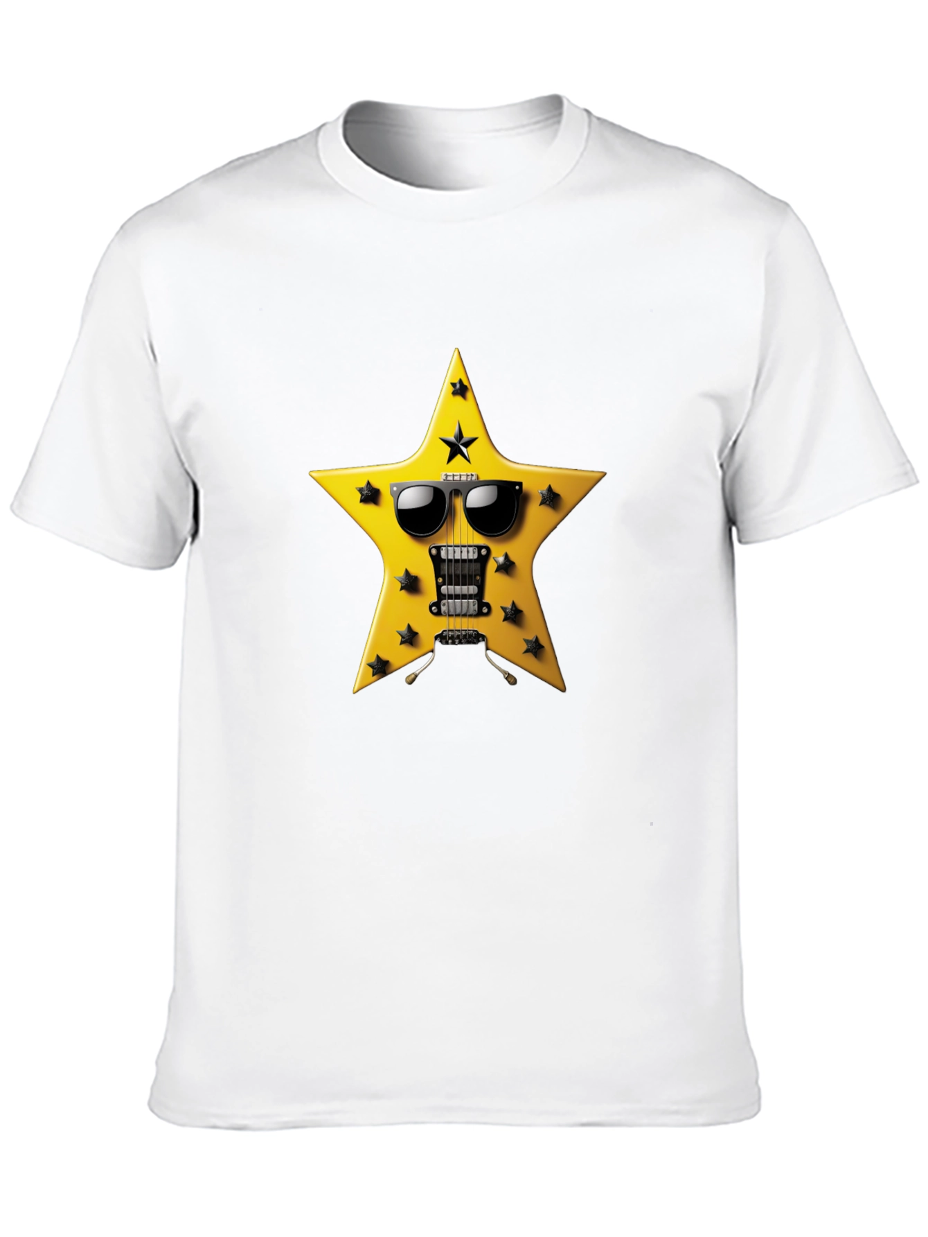 Black Rockstar Guitar Star T-Shirt - Cool Graphic Tee view 10