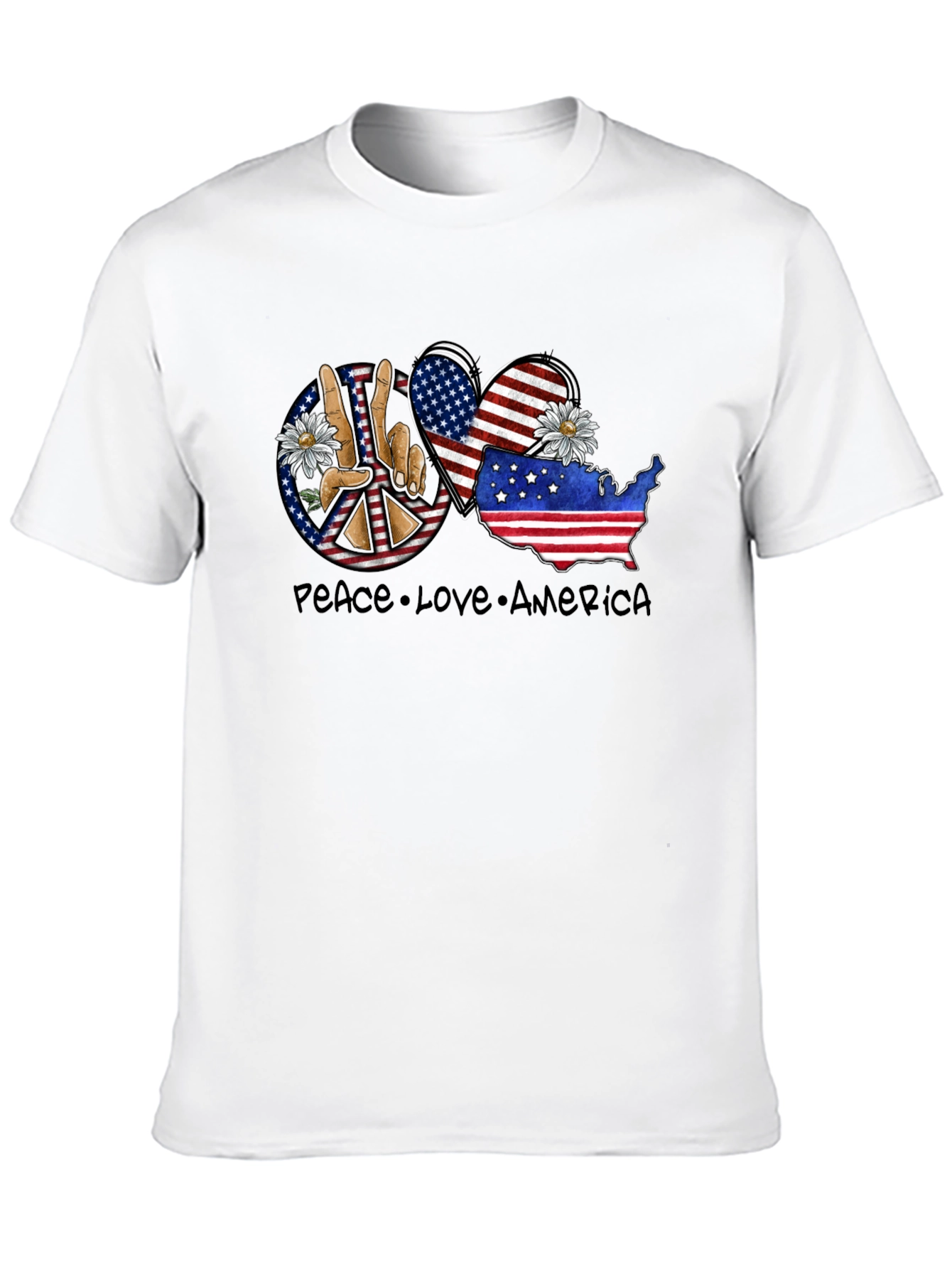 Black Peace Love America Graphic T-Shirt view 10