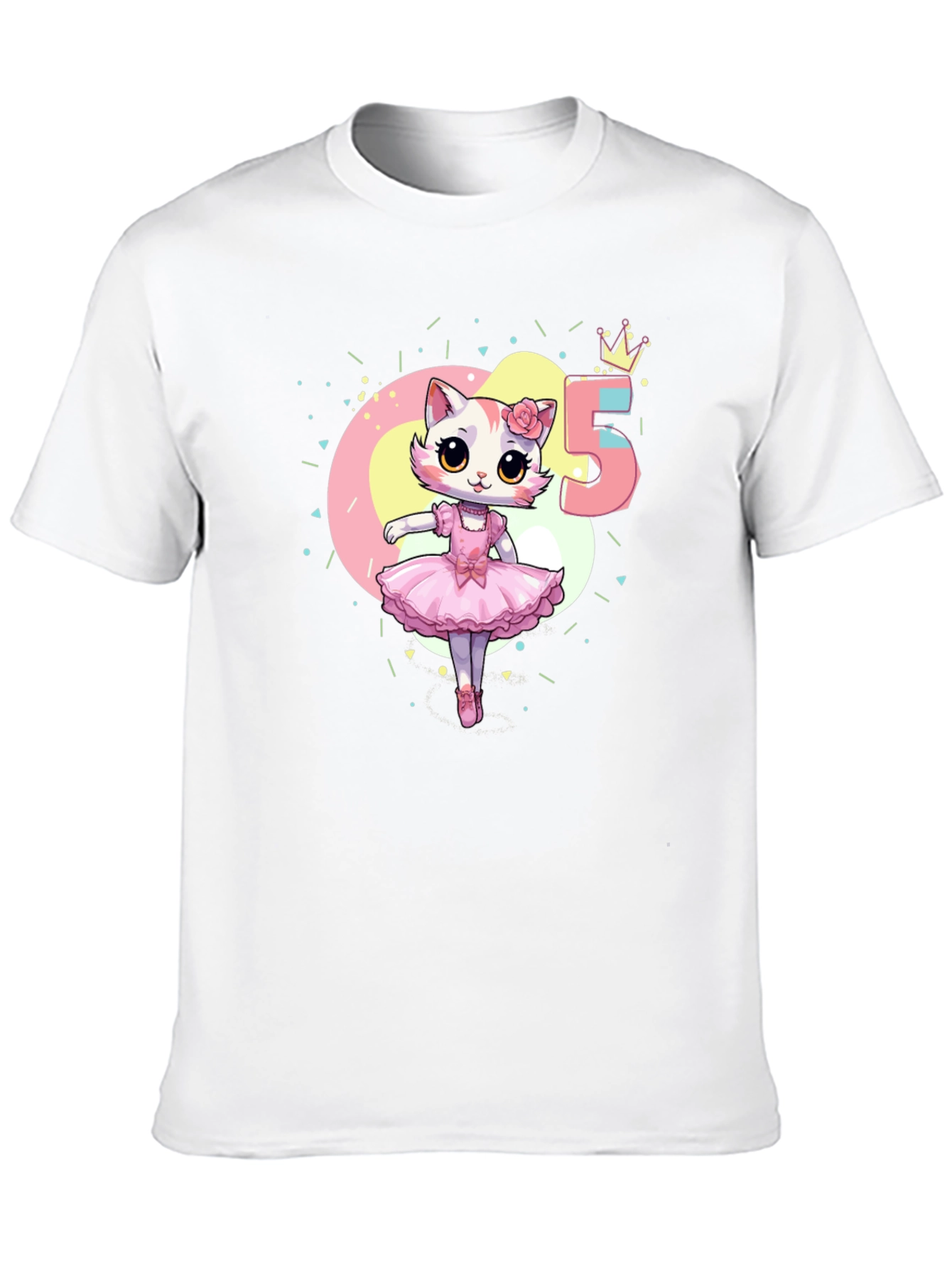 Black Cute Cat Ballerina 5th Birthday T-Shirt view 10