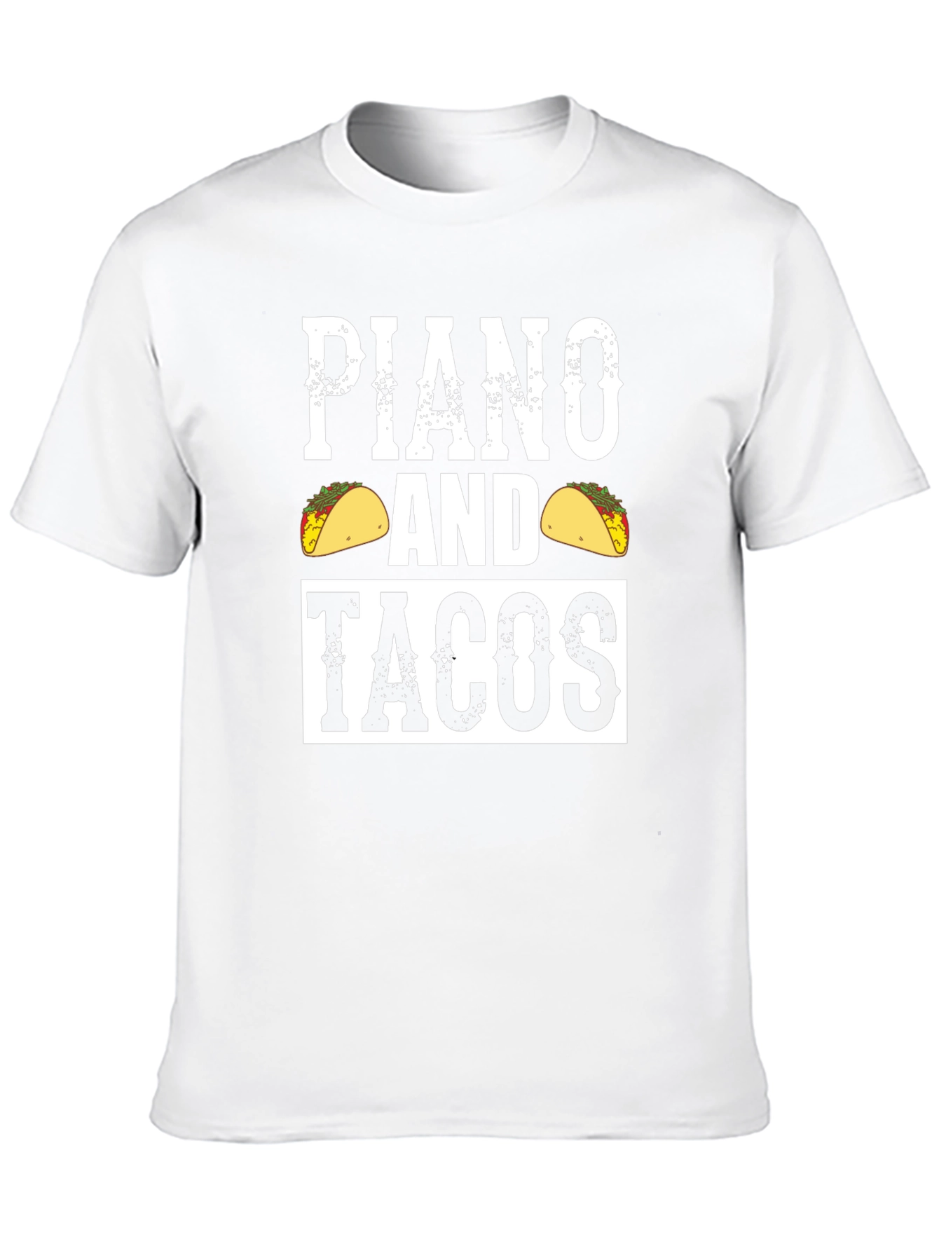 Black Piano and Tacos Graphic Tee - Novelty Men's T-Shirt view 10