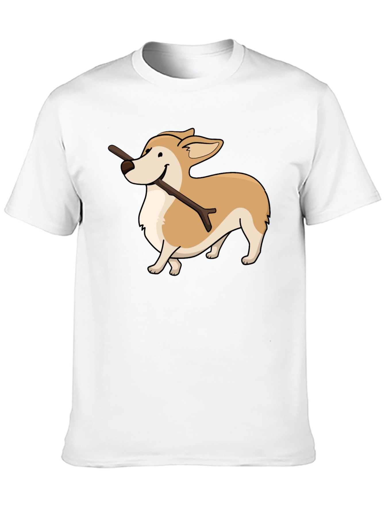 Black Corgi With Stick Graphic T-Shirt view 10