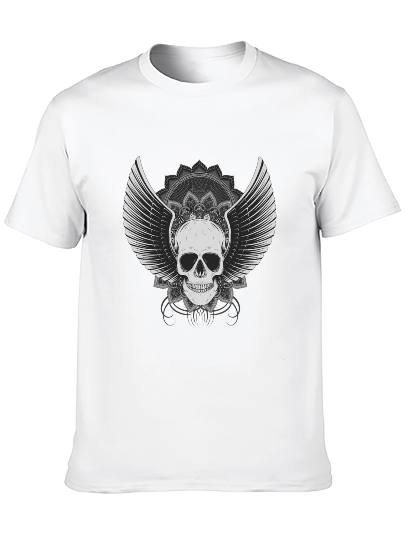 Black Skull Winged T-Shirt - Mens Black Graphic Tee view 10