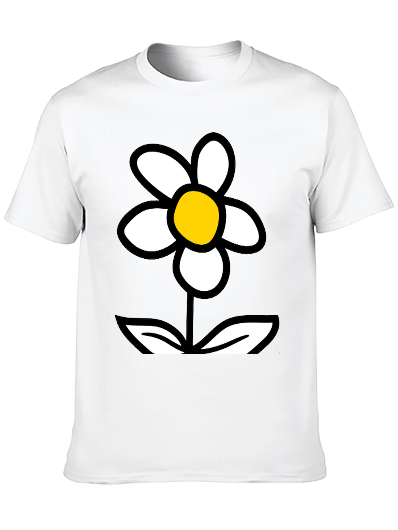 Black Daisy Flower Graphic Tee - Black Cotton T-Shirt view 10