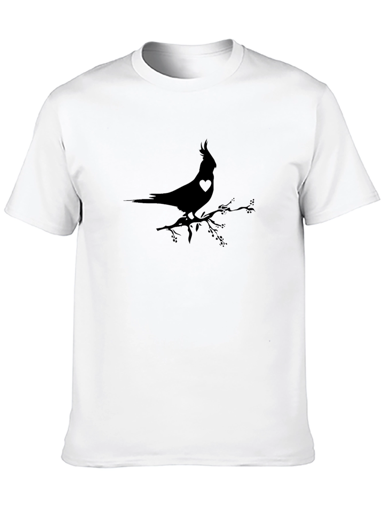 Black Cardinal Bird Heart T-Shirt - Black view 10