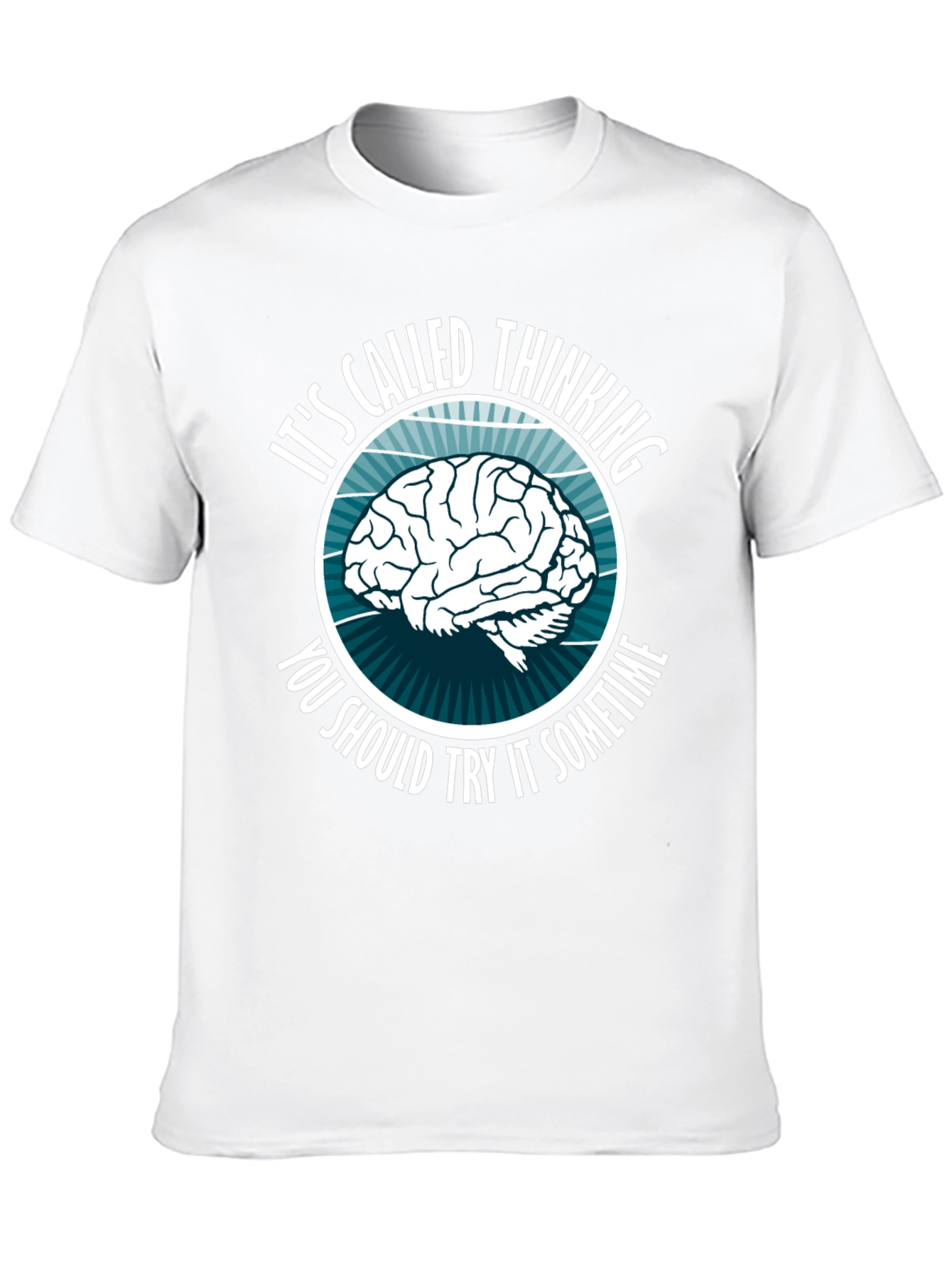 Black Thinking Brain Graphic T-Shirt - Novelty Slogan Tee view 10